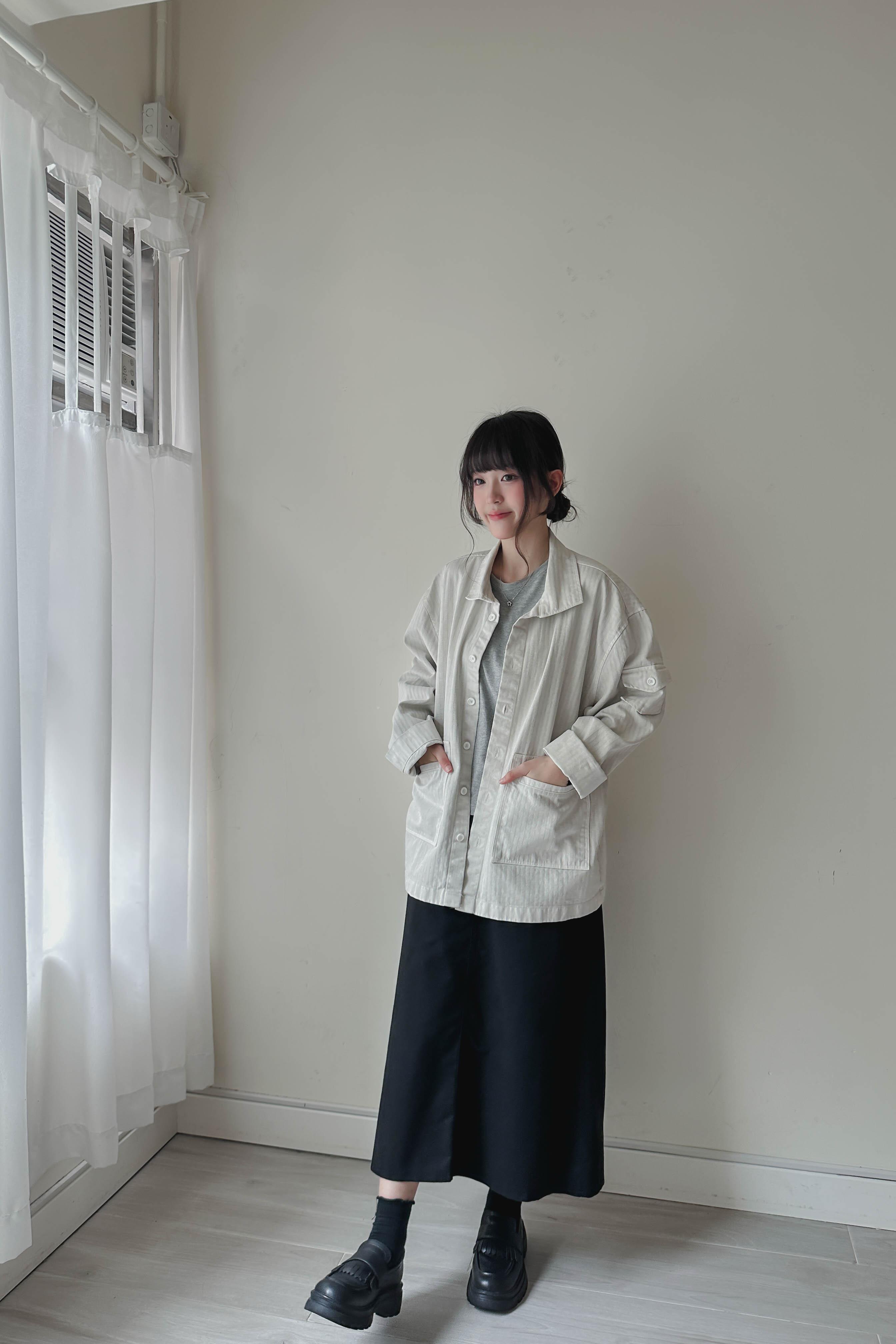 修臀軟身牛仔A字中長裙 (兩色入)