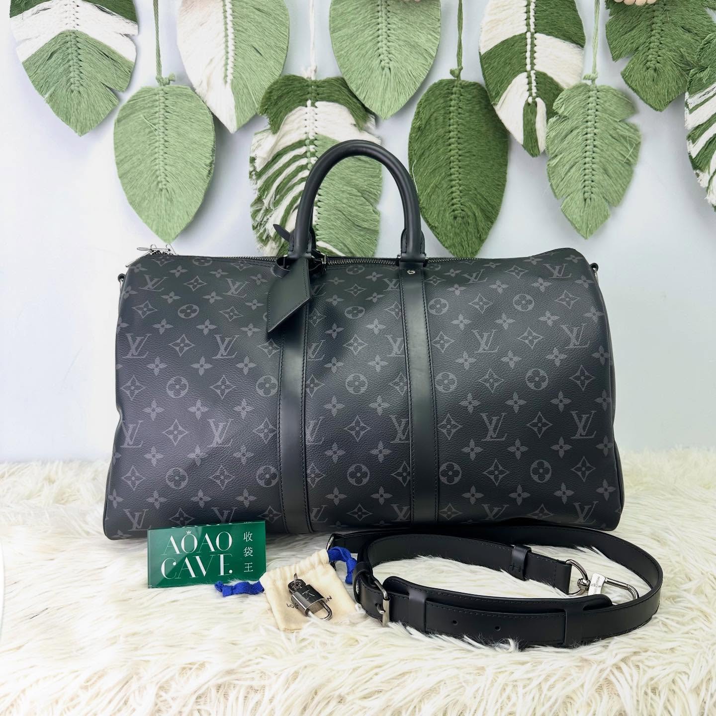 LV 🤍PRE OWNED Monogram KeepAll 45 晶片款 手提單肩斜肩包🖤
