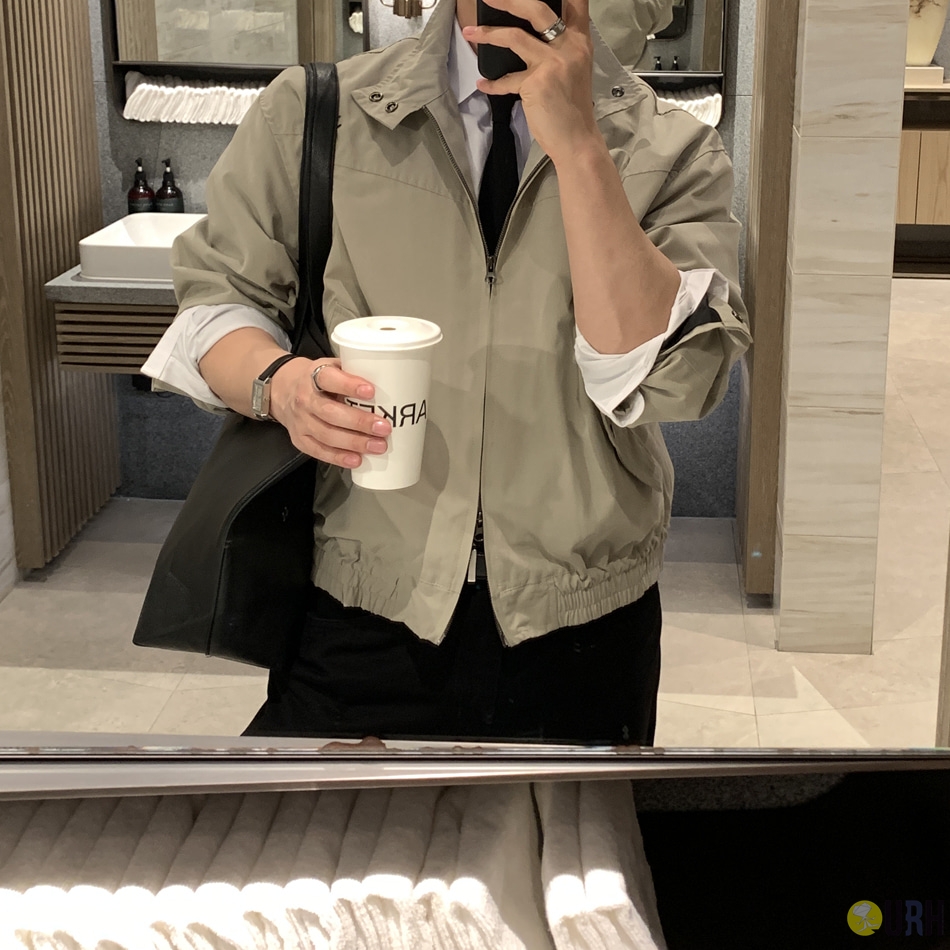 【100%保證韓國直送】簡約立領雙向拉鍊挺闊寬鬆哈靈頓外套 🧥 [3 color] RL114874