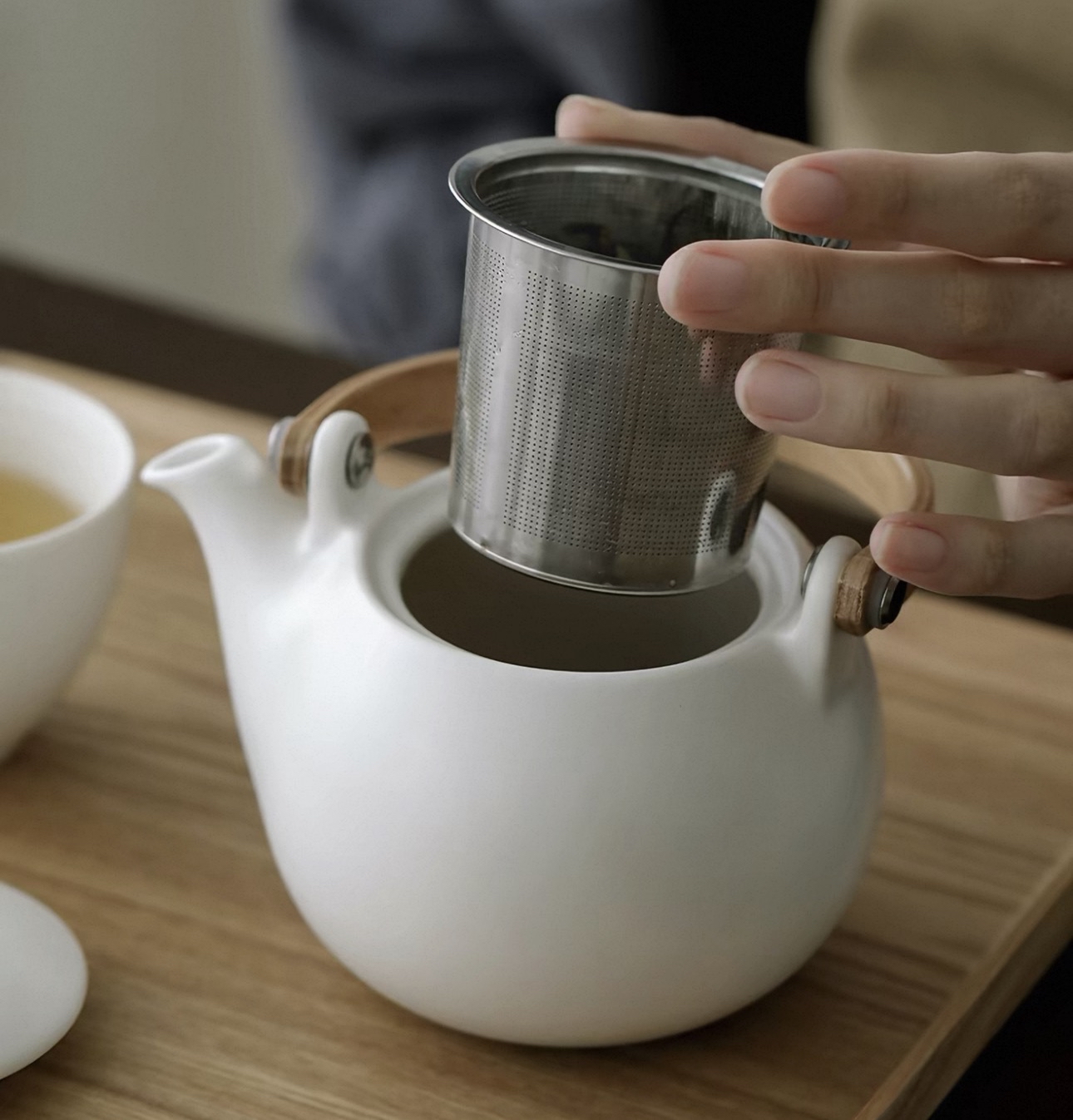日本霜山白瓷茶壺套裝