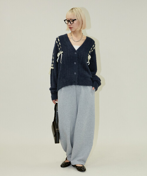 蝴蝶結綁帶針織外套