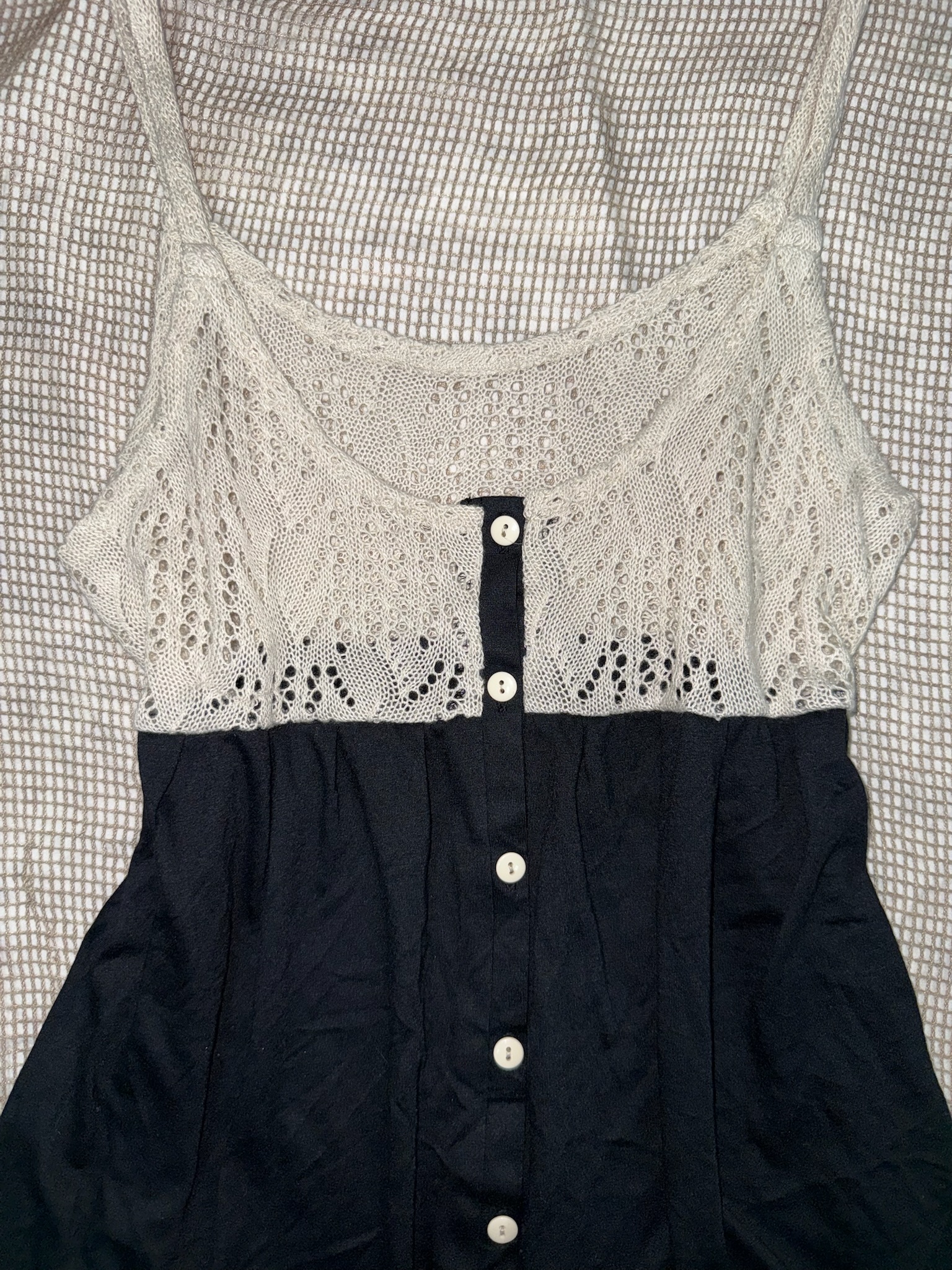 Vintage Ivory Button-Front Slip Dress