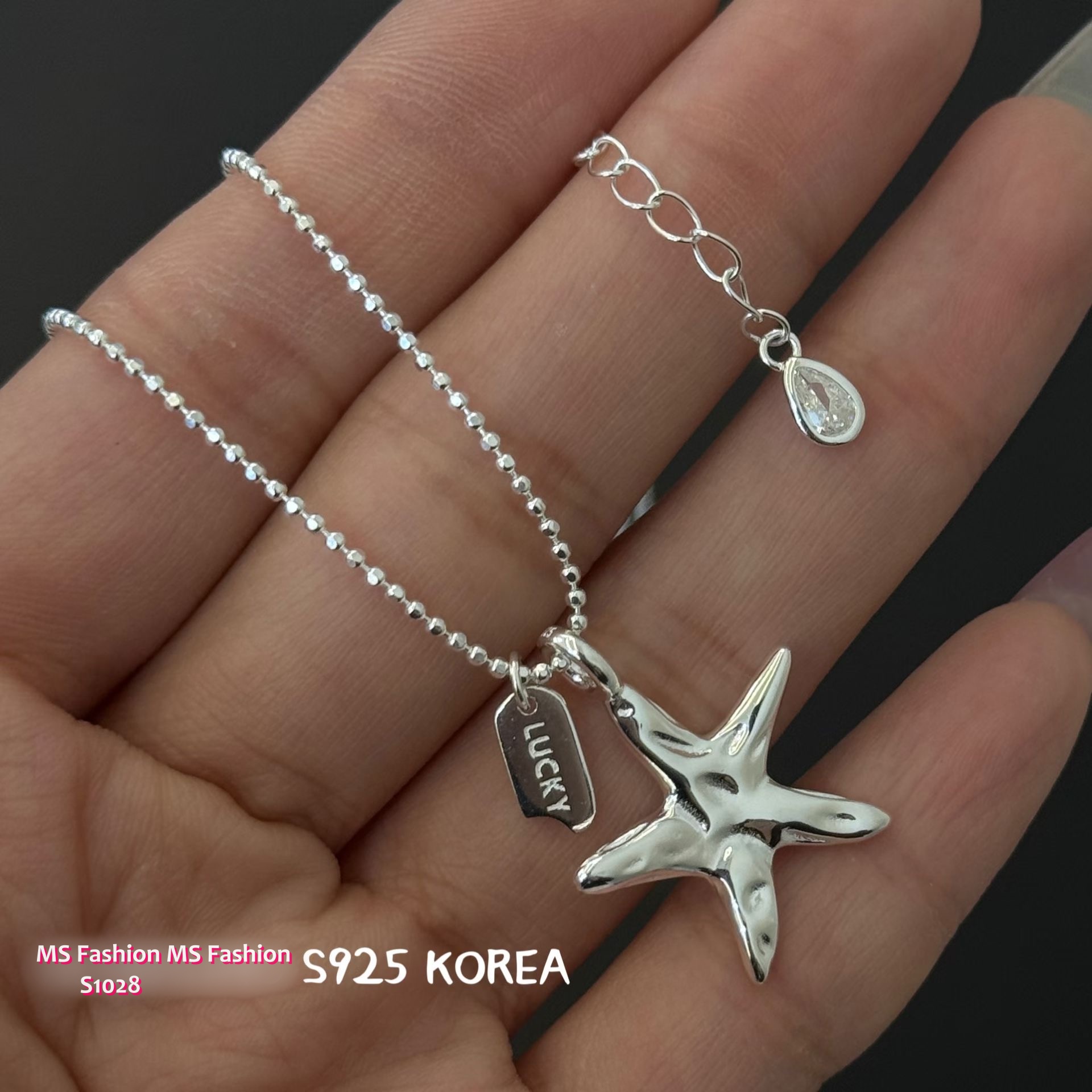 S1028 韓國🇰🇷S925純銀實心海星頸鏈