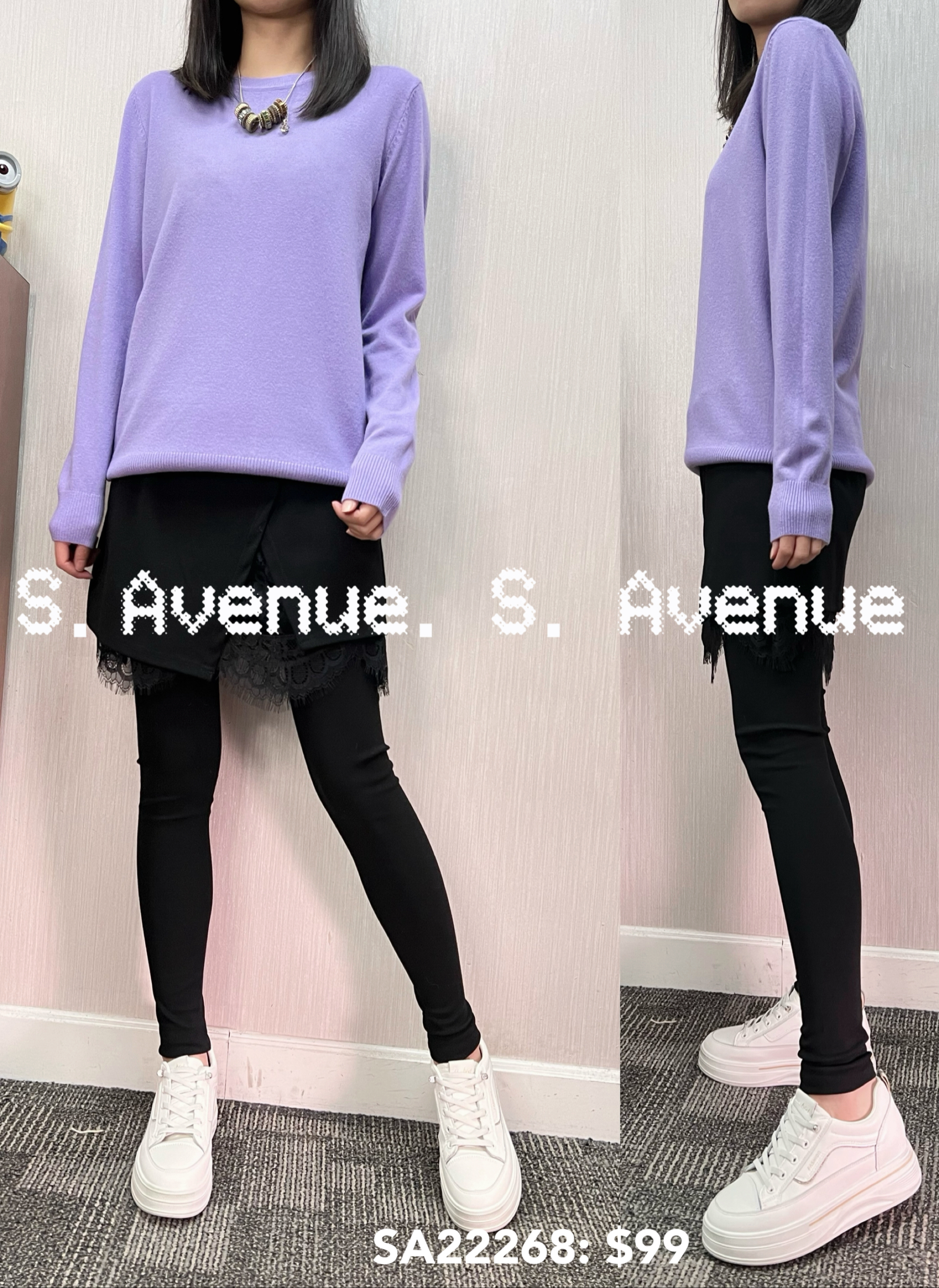 SA22268: 長袖圓領淨色線冷top