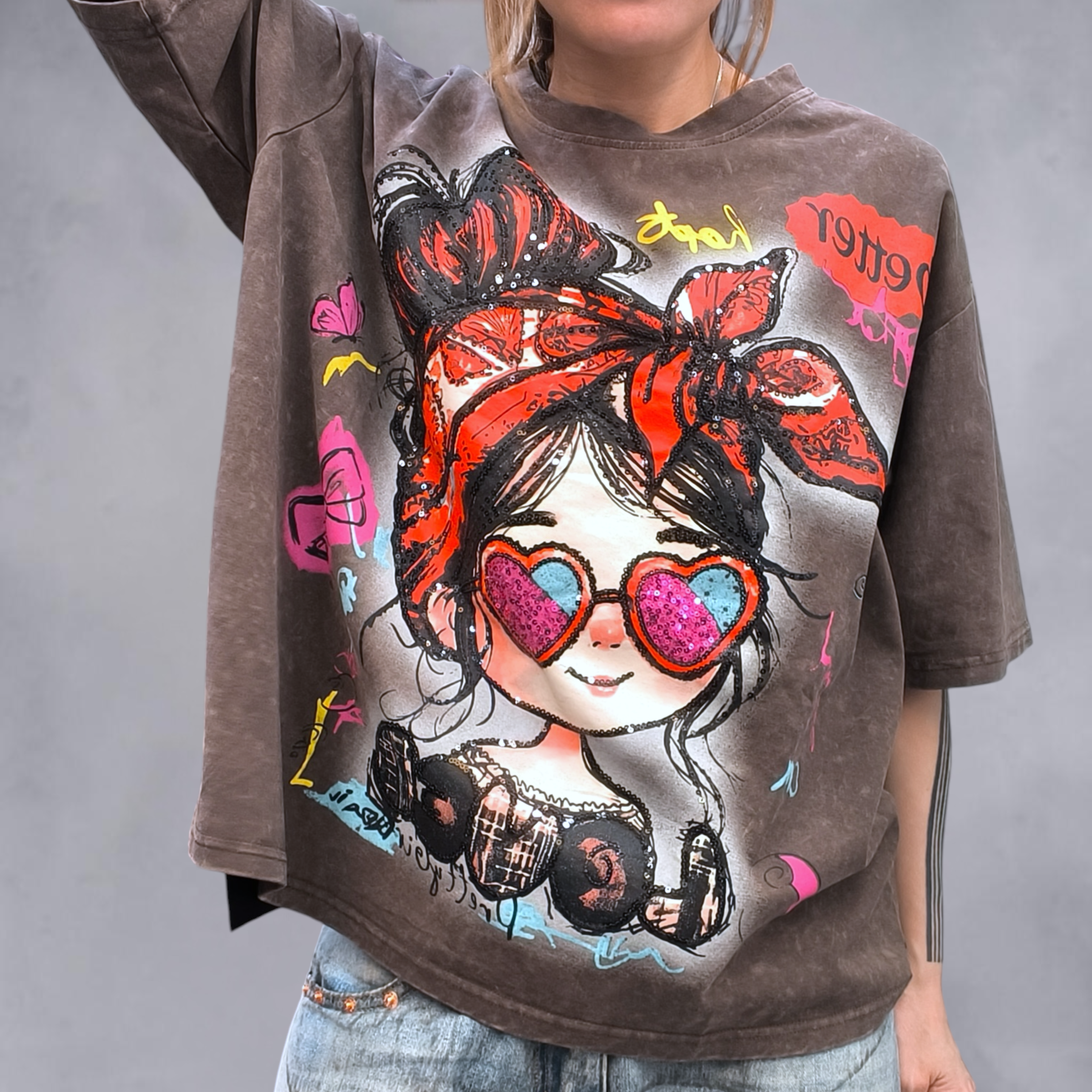 頭巾黑超女孩T