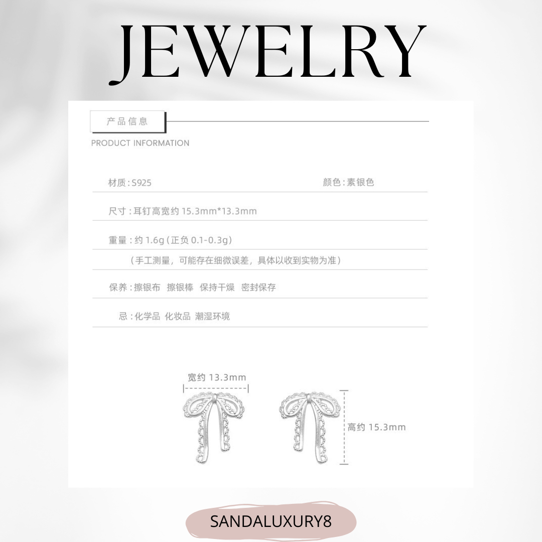 Cute Silver Bow Earrings