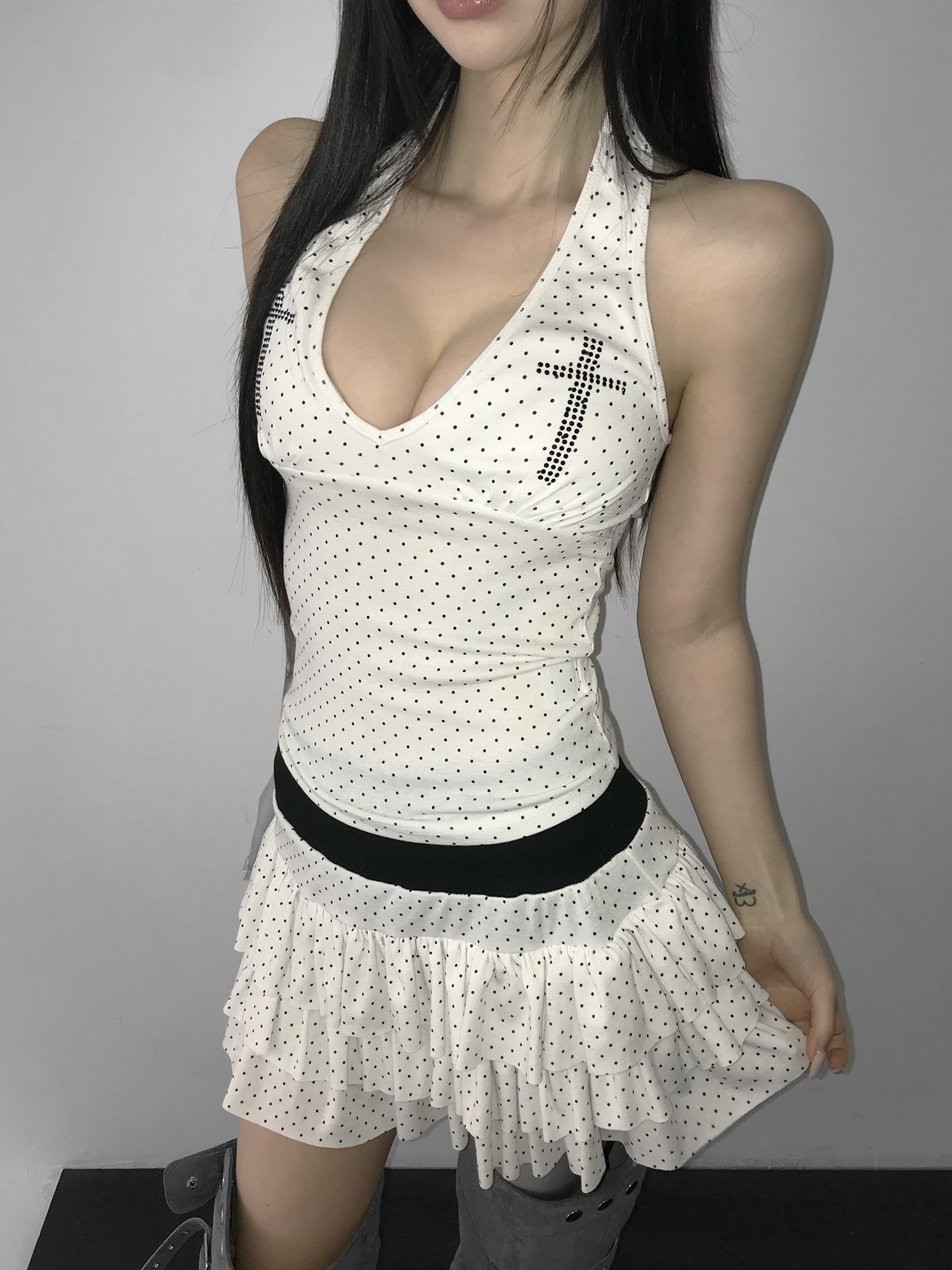 Ruffle Polka Dot Mini Skirt