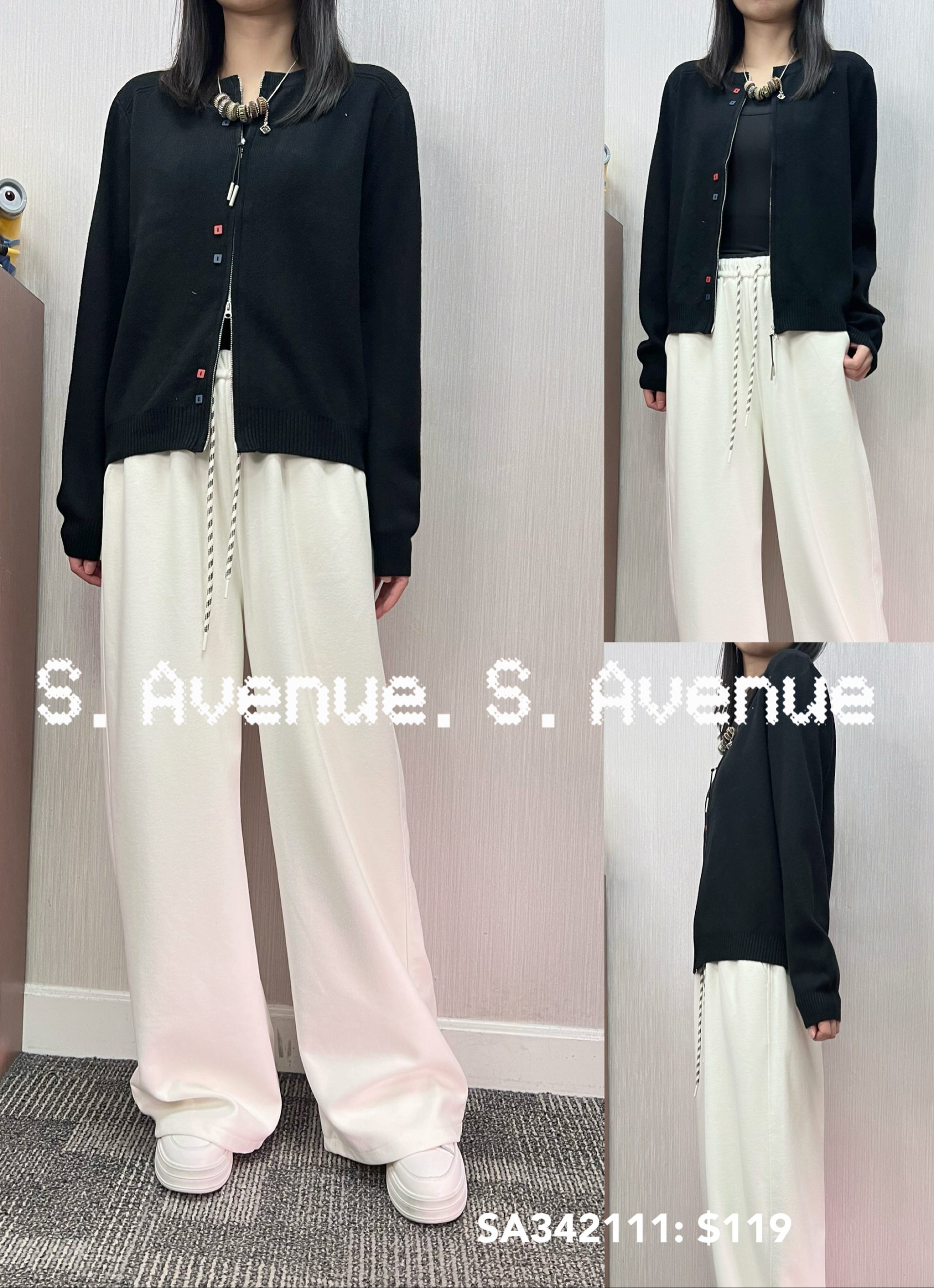 SA342111: 長袖彩鈕拉錬軟冷兩著外套