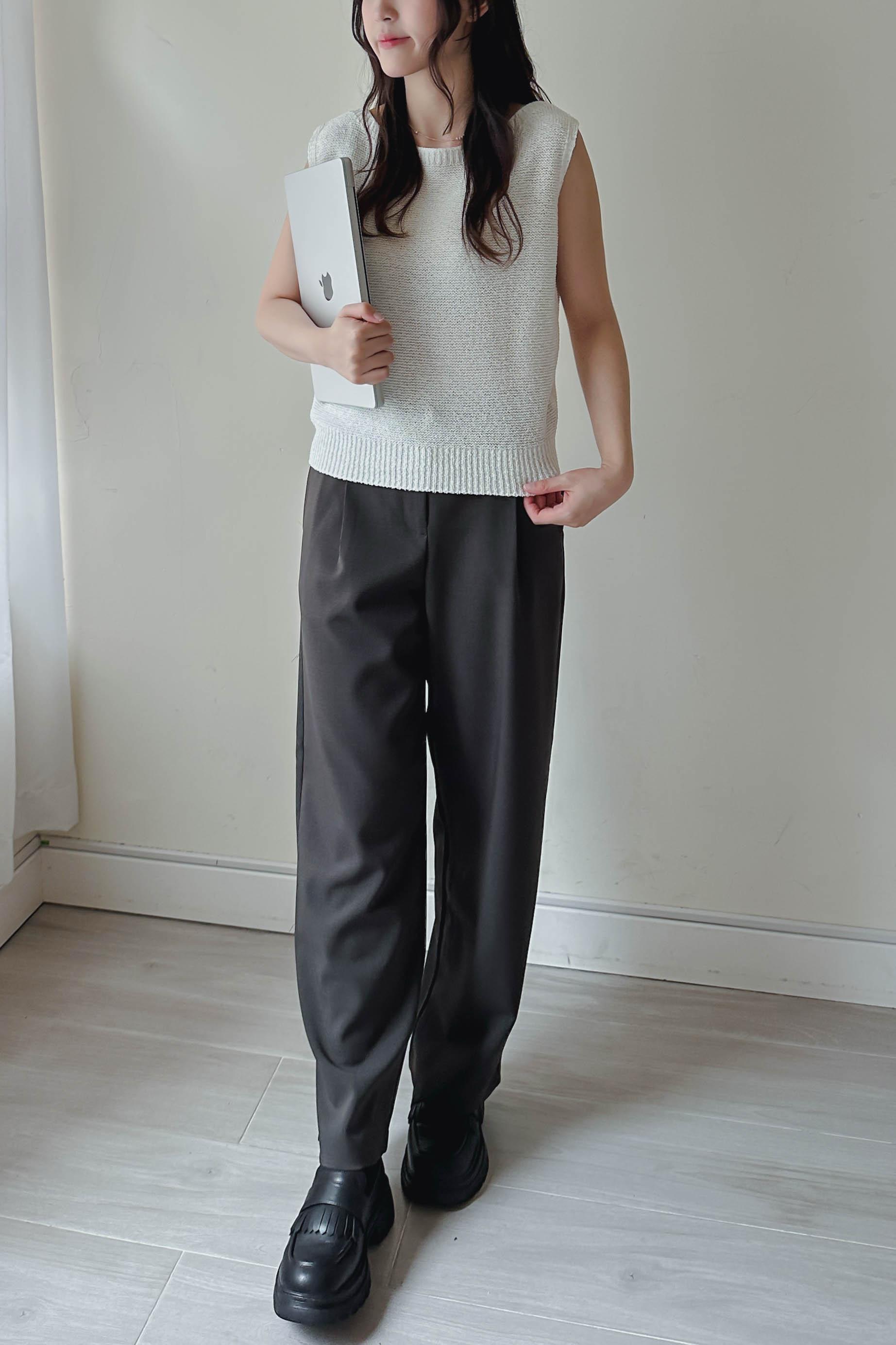 靚版型打褶直腿西裝褲 (兩色入)