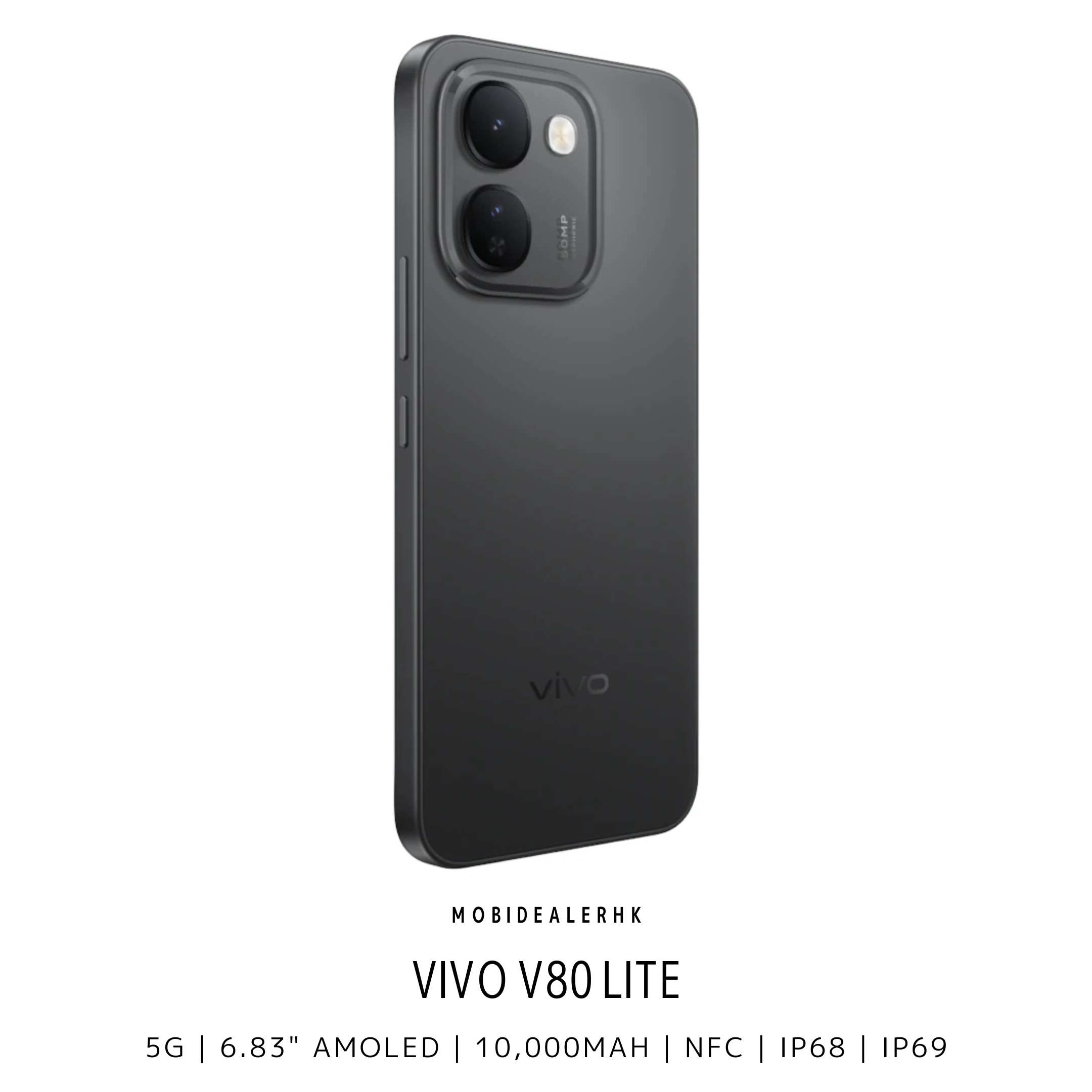 Vivo V80 Lite | 5G | 智能手機 | 10000mAh 怪獸級超大電量 | IP68/IP69 雙防護 | 6.83 吋 1.5K 120Hz AMOLED 螢幕 | 44W 閃充