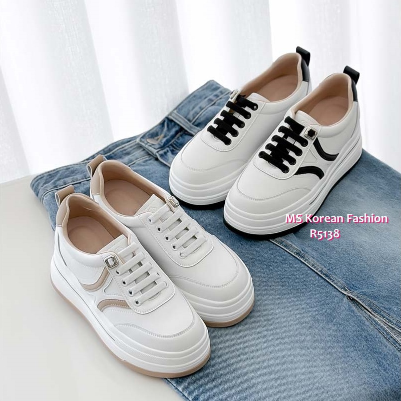 R5138 韓國🇰🇷真皮厚底免綁帶sneakers