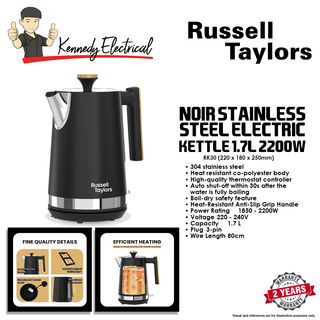 Russell Taylor NOIR STAINLESS STEEL ELECTRIC KETTLE 1.7l 2200W RK30