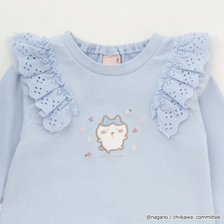 🇯🇵預訂 日本直送🇯🇵 Petit Main x Chiikawa系列三色人物刺繡貼花蕾絲花邊長袖上衣
