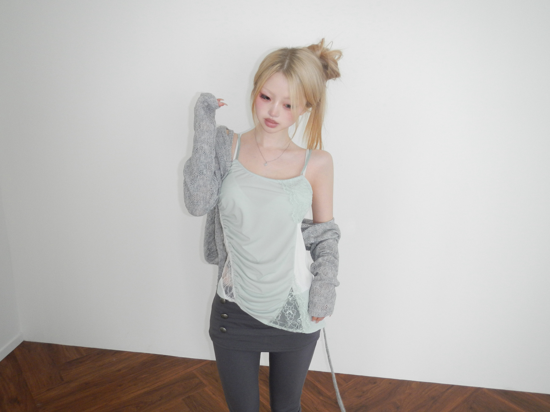 Cropped Hooded Knit Cardigan