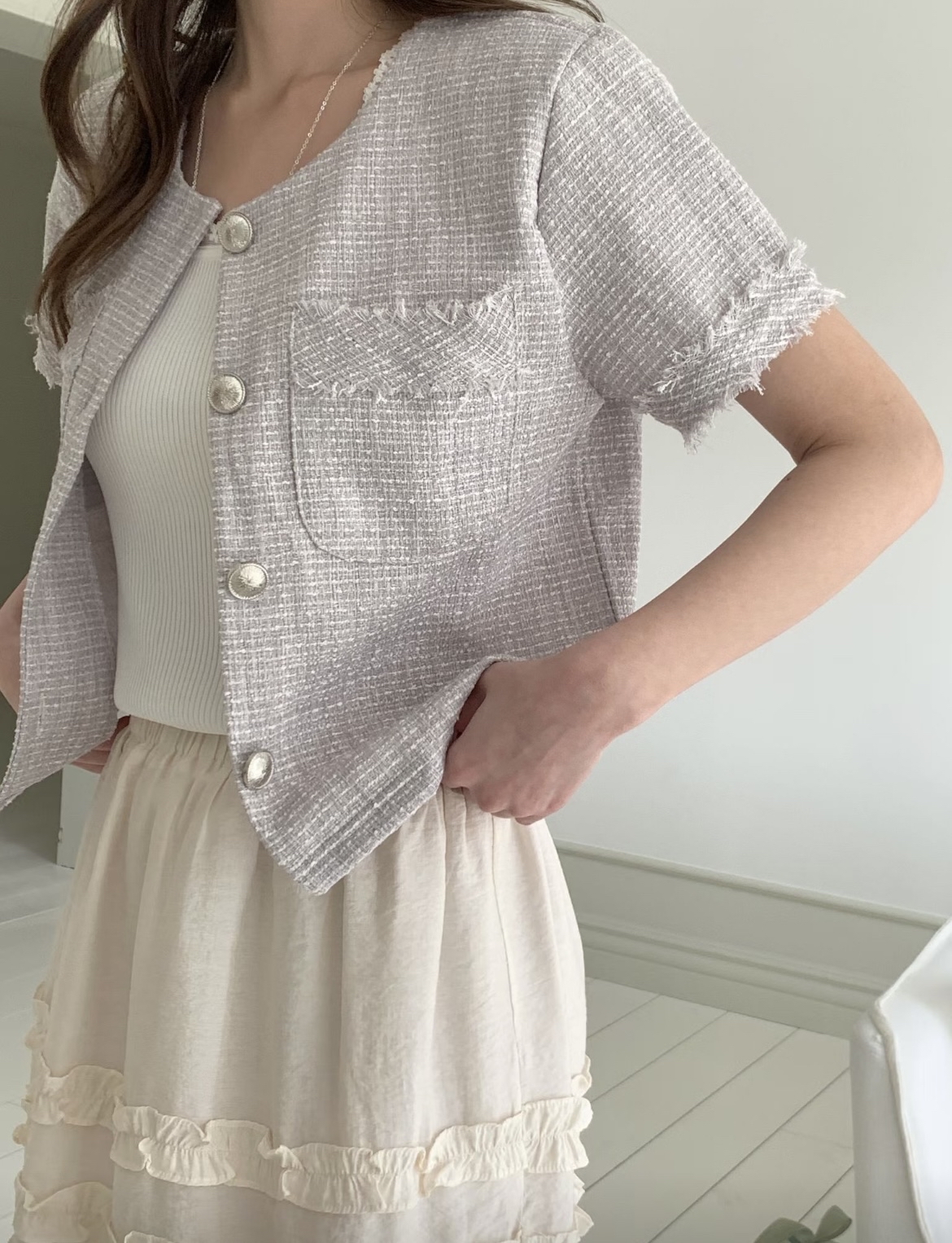 ❥ 高 貴 Tweed 短 外 套 。