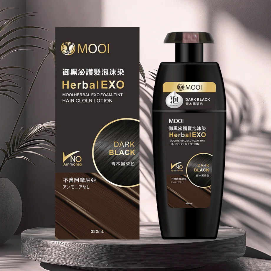 木一點-MOOI 御黑泌護(外泌體)泡 沫染髮(青木黑茶色-黑色)(Dark Black) 320ml
