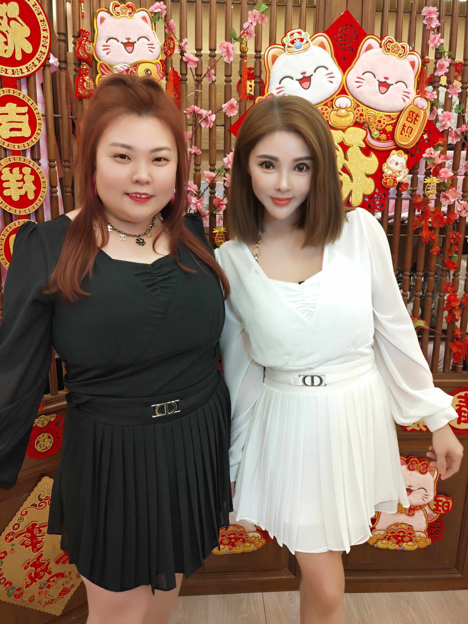 TW#5908 假两件铁链背心雪纺长袖上衣