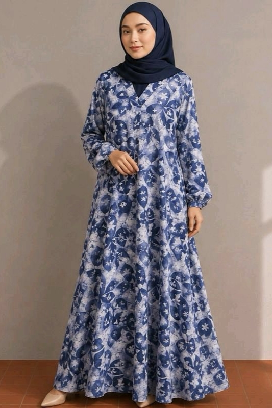 Linen Dress - Blue Tye Dyed