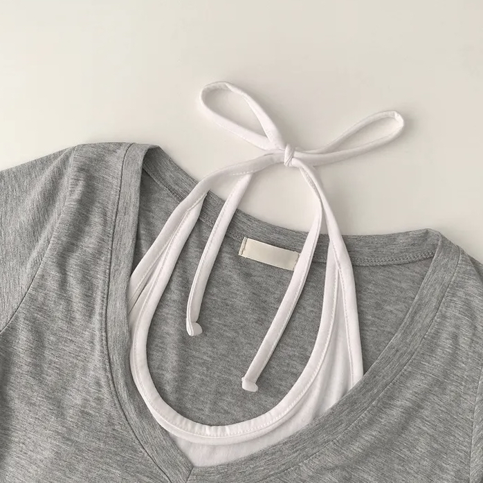 Halter Neck Layered V-Neck Top