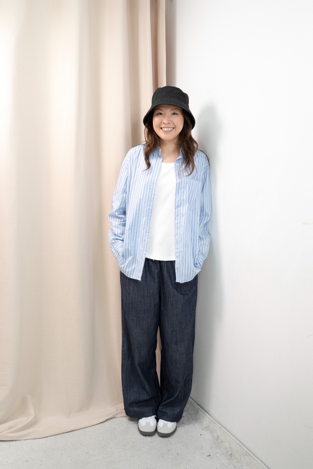 直間紋Smart causal 襯衫（藍啡間）