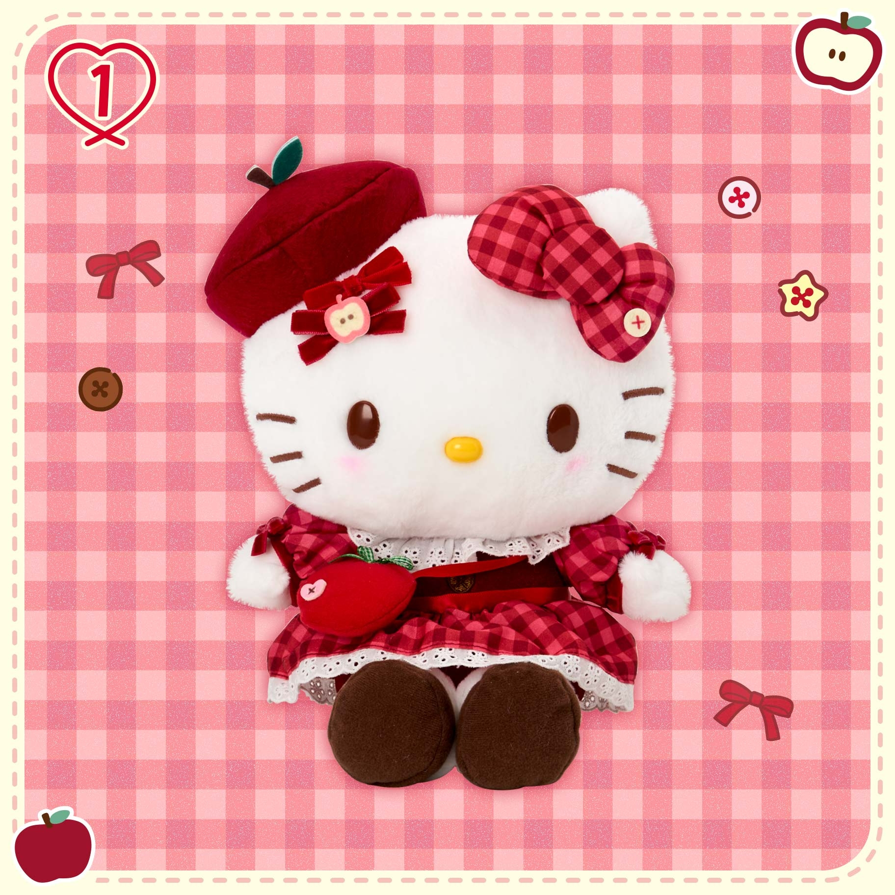 🌸 【預訂】Autumn Apple Series-No.1-Kitty 紅蘋果可愛造型公仔