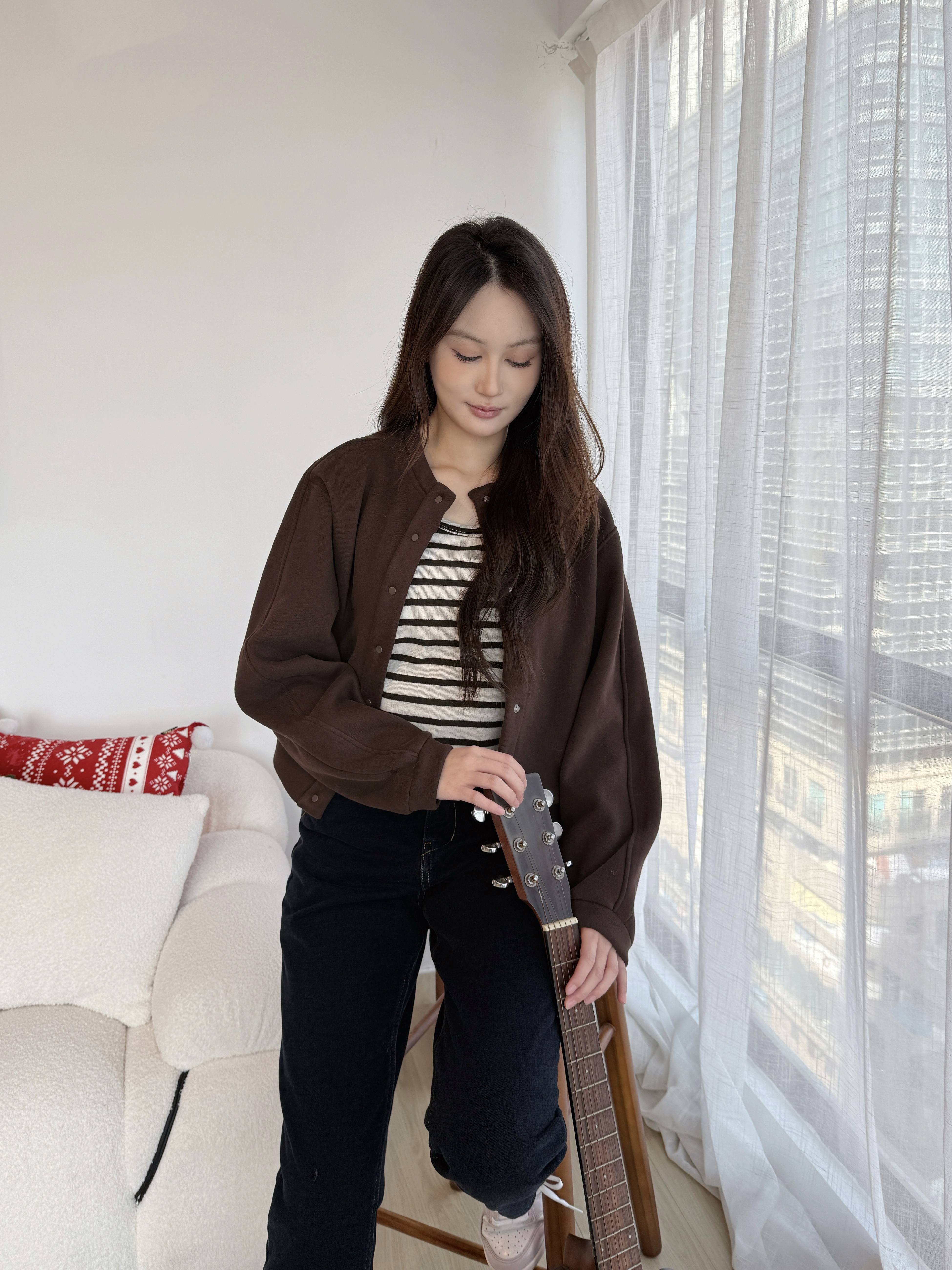 🇰🇷 間條背心棒球Set (啡色)