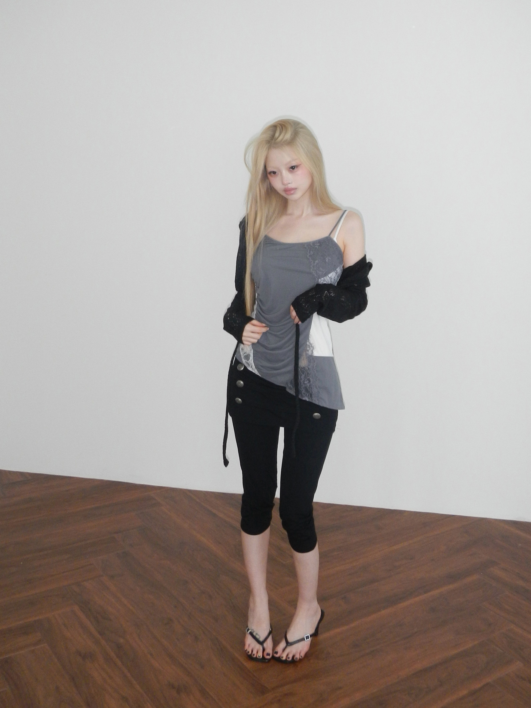 Cropped Hooded Knit Cardigan