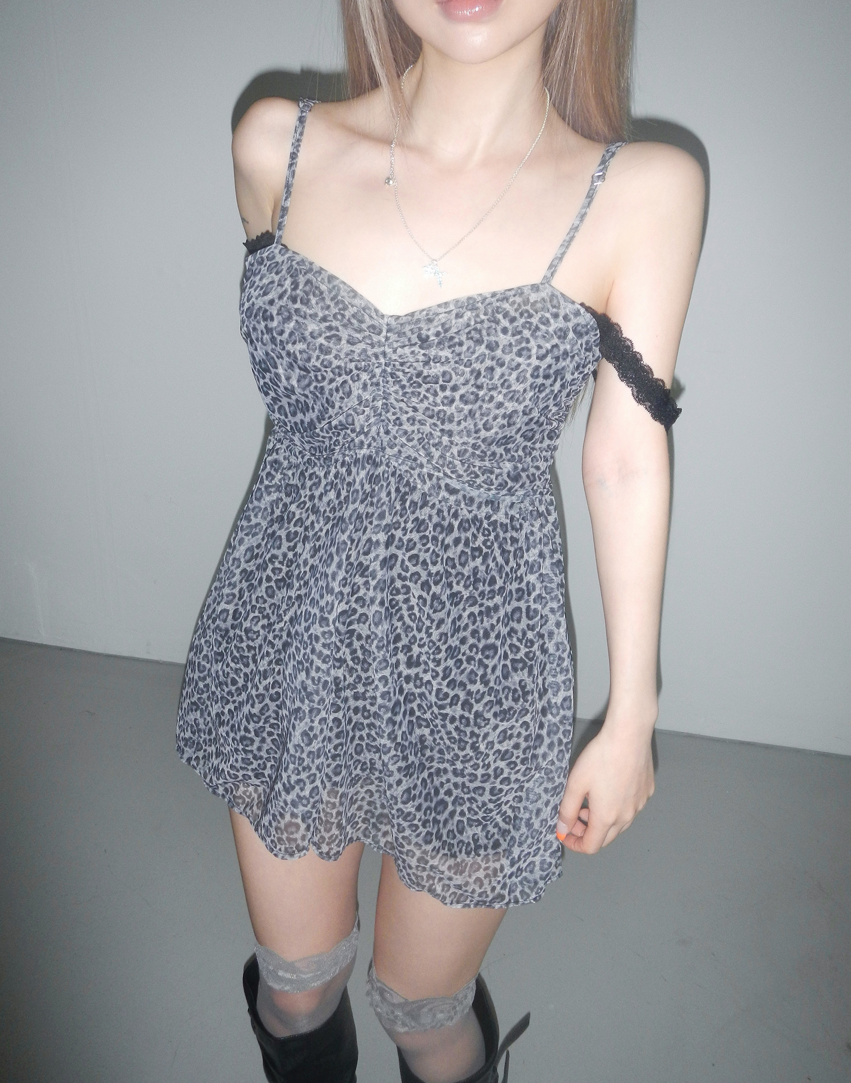 Leopard Mesh Cami Dress