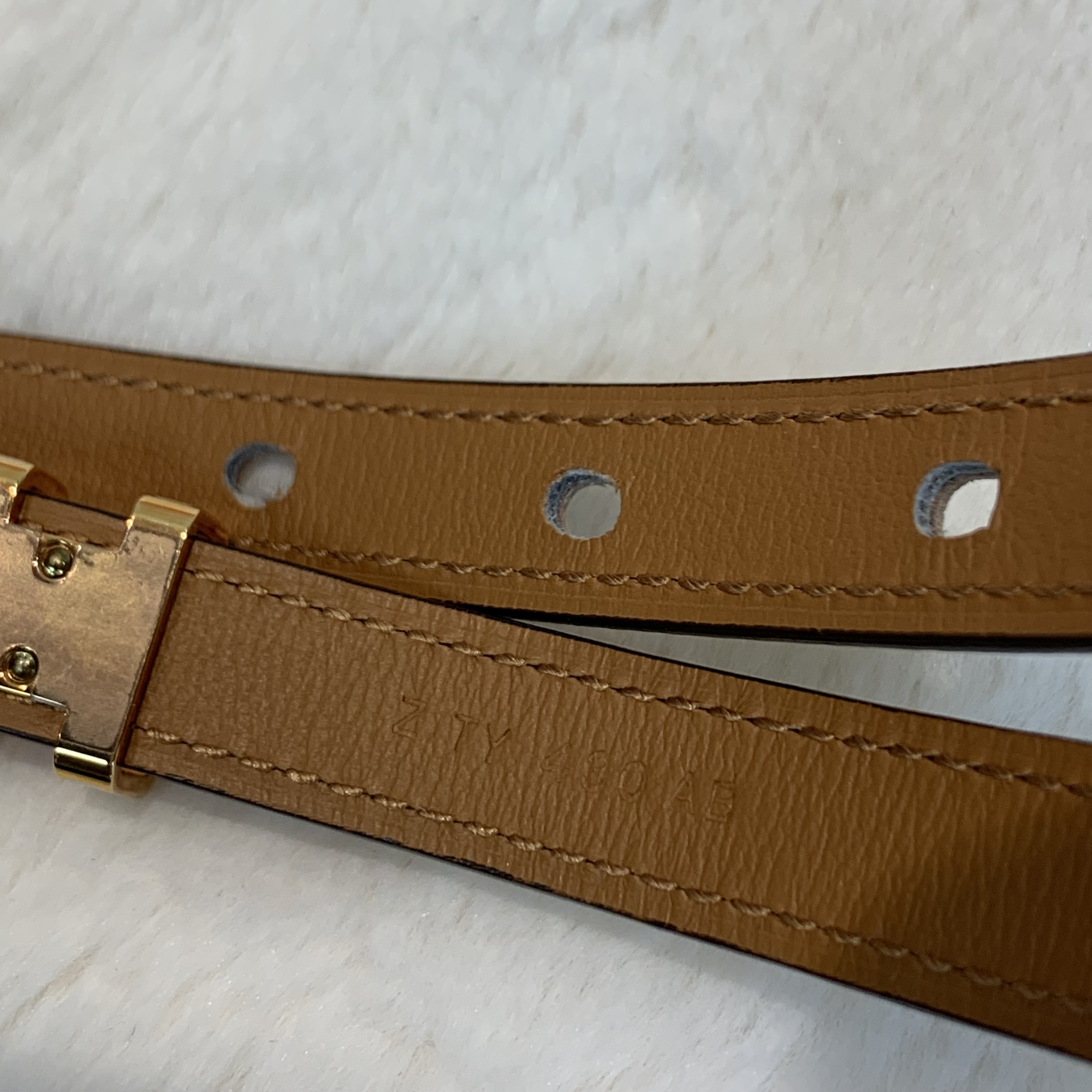 Hermes愛馬仕小牛皮popH腰帶 奶昔白