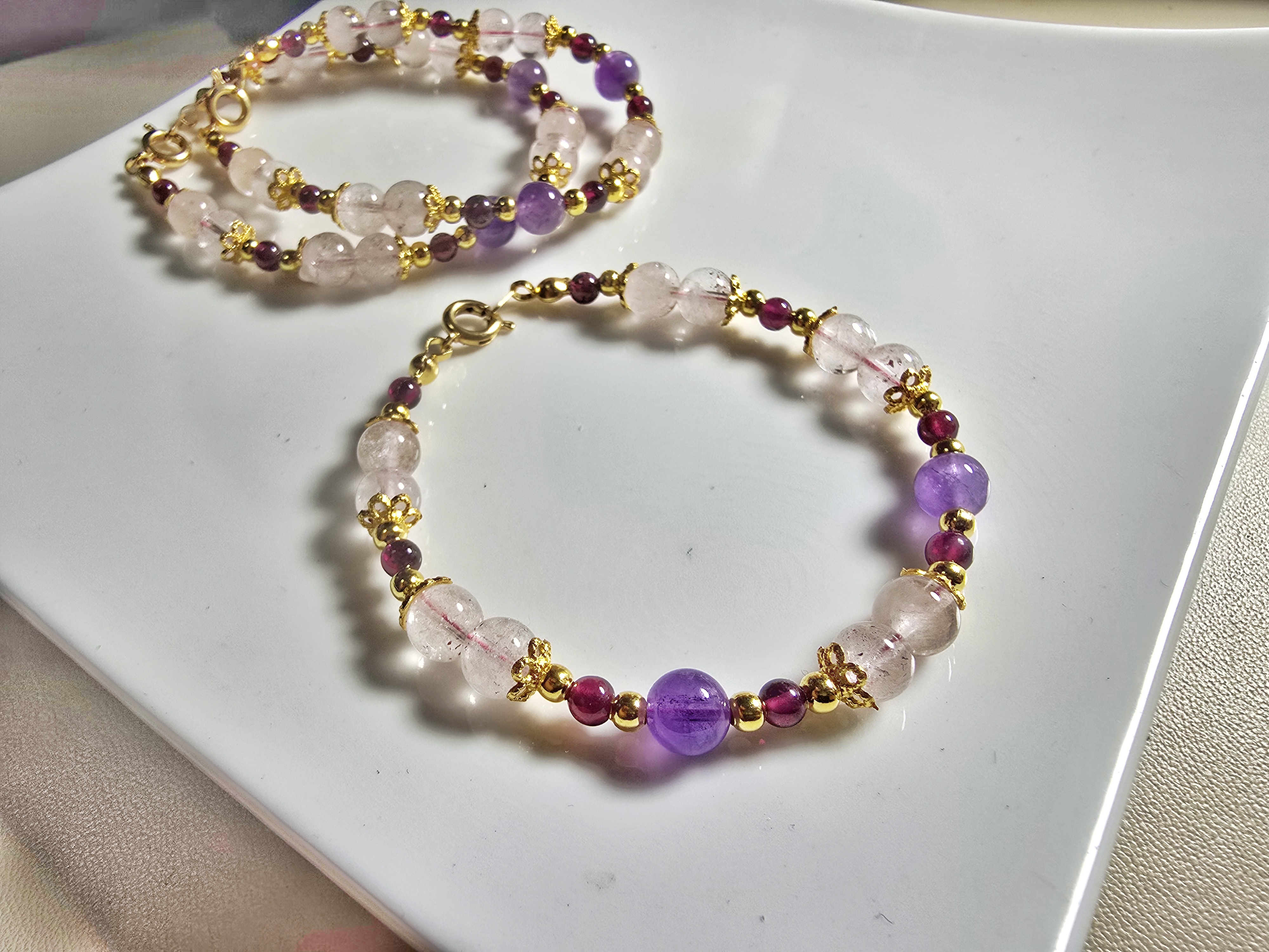 DIY0126-5 天然Super7 石榴石設計款手鍊