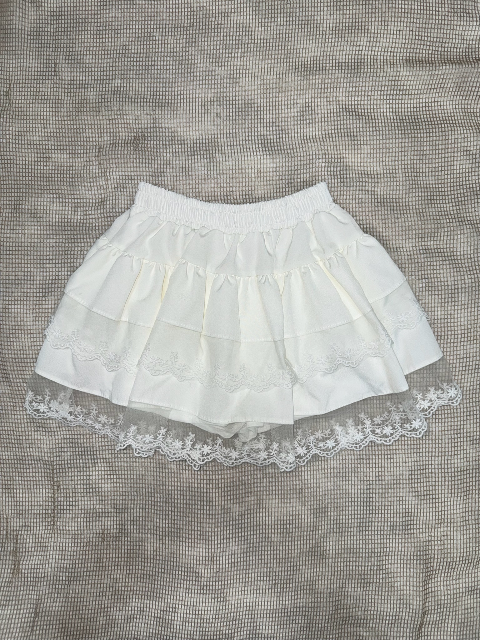 Romantic Lace-Overlay Mini Skirt