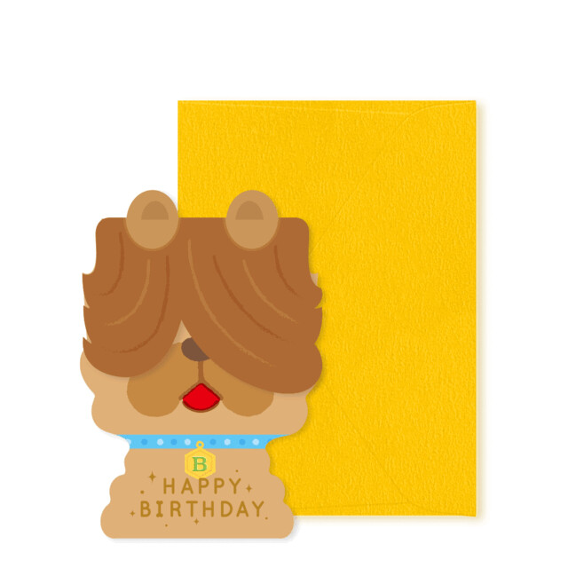 RYURYU - 生日賀卡 (黃色長髮約克夏款)