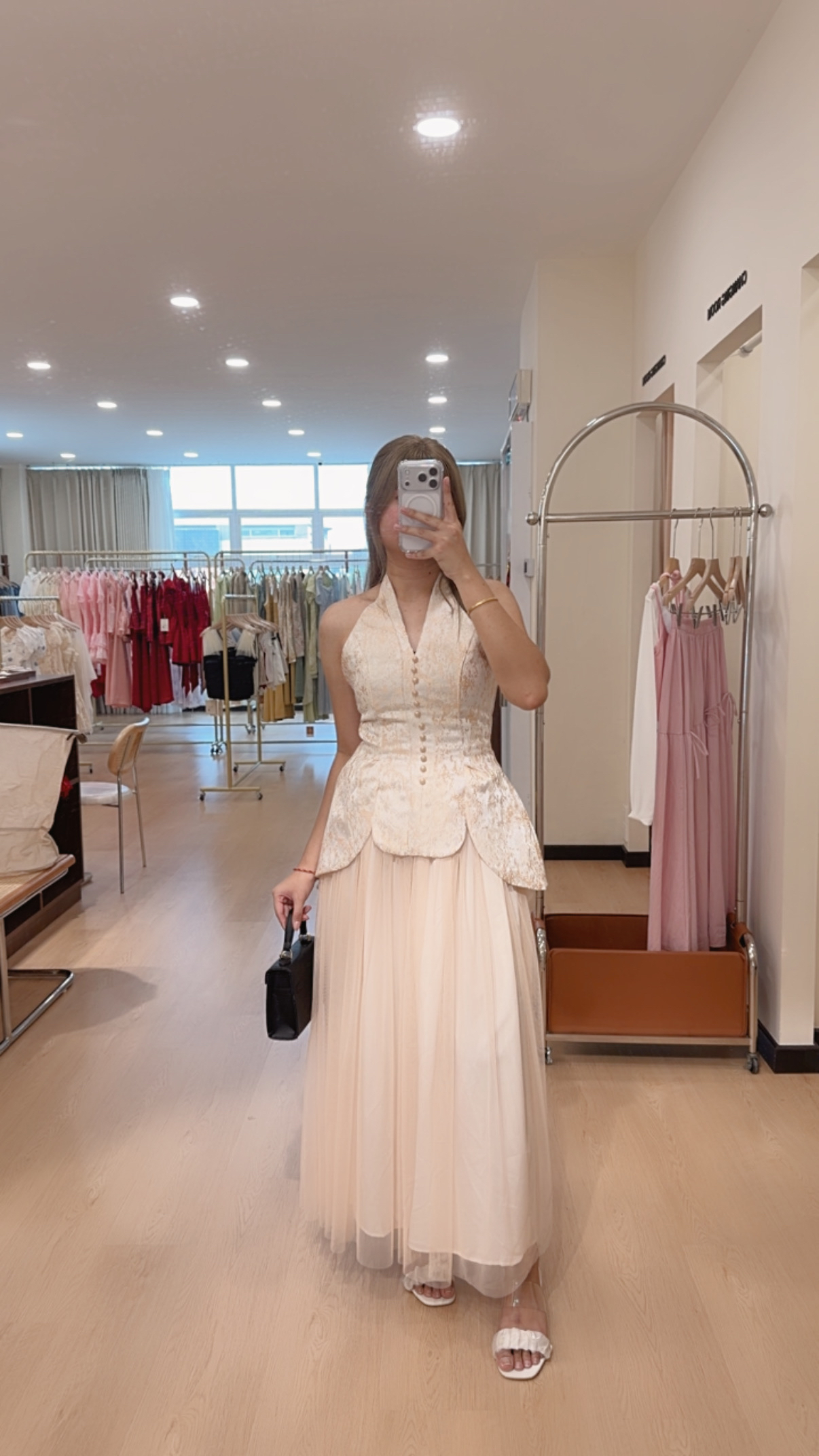 298气质挂脖套装裙