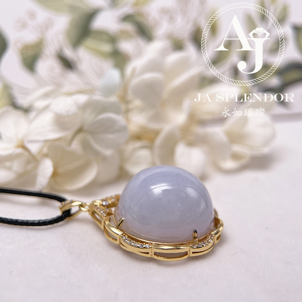 JNS-44 天然翡翠A 冰潤紫羅蘭大蛋面厚莊吊墜