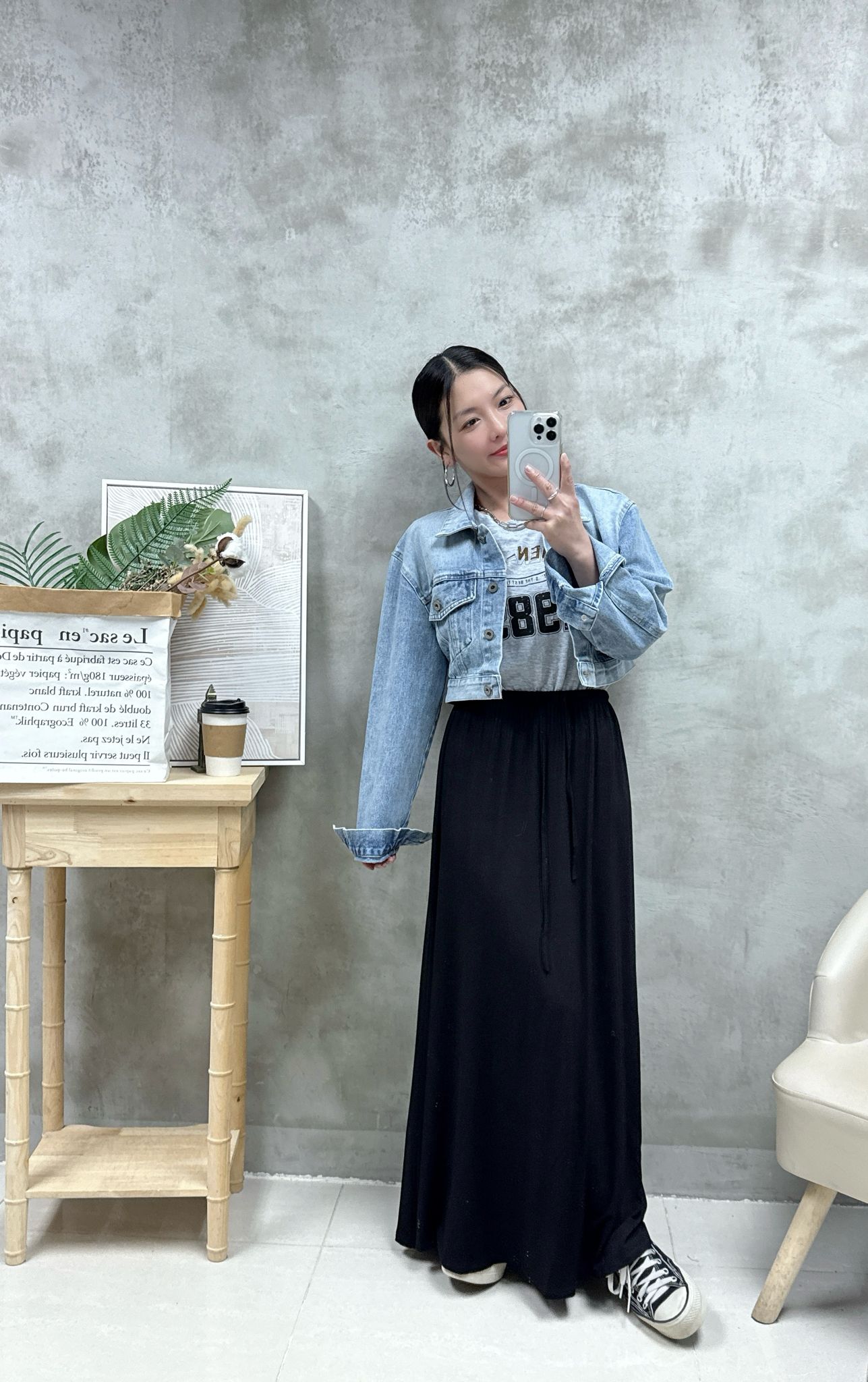 B01 後扣漸變色洗水牛仔外套