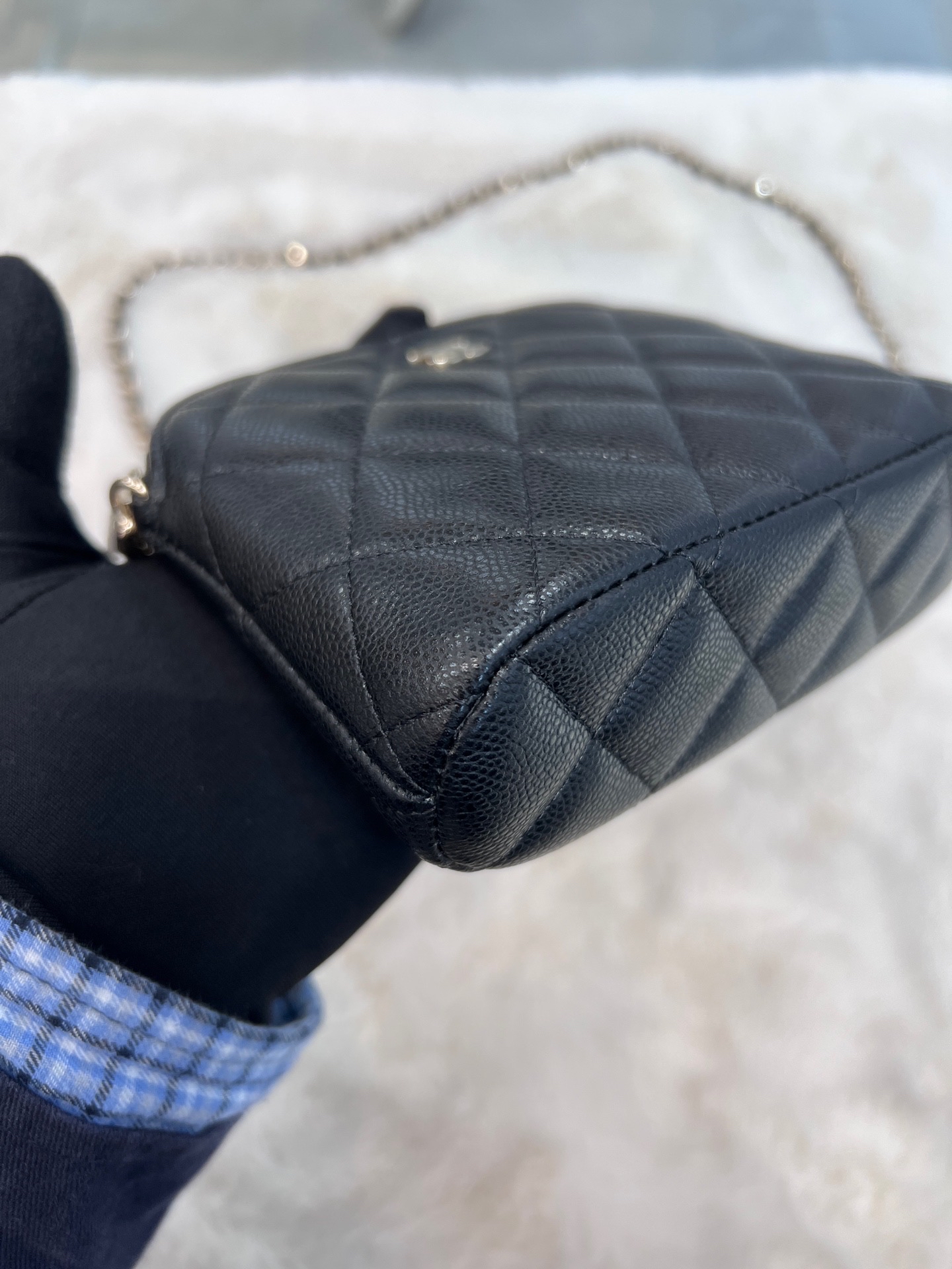 【預訂貨品】Full set👜芯片款 Chanel黑金荔枝牛皮mini貝殼包 