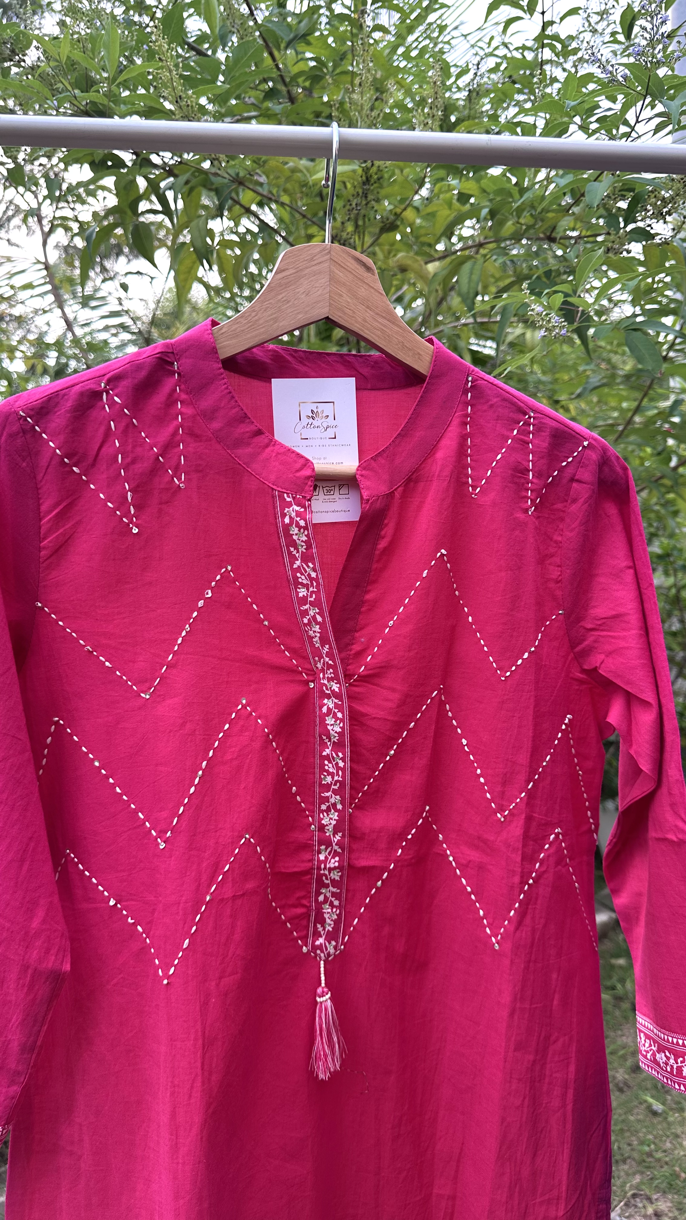 Pretty Pink Zig Zag Kurta Set