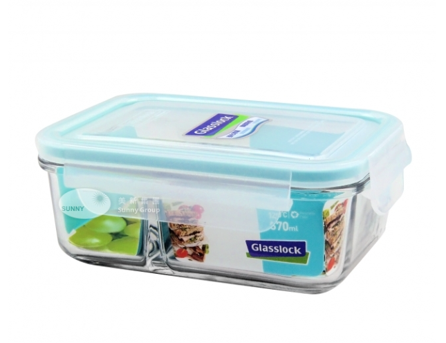 MCRK-067/長形有隔玻璃食物盒670ml