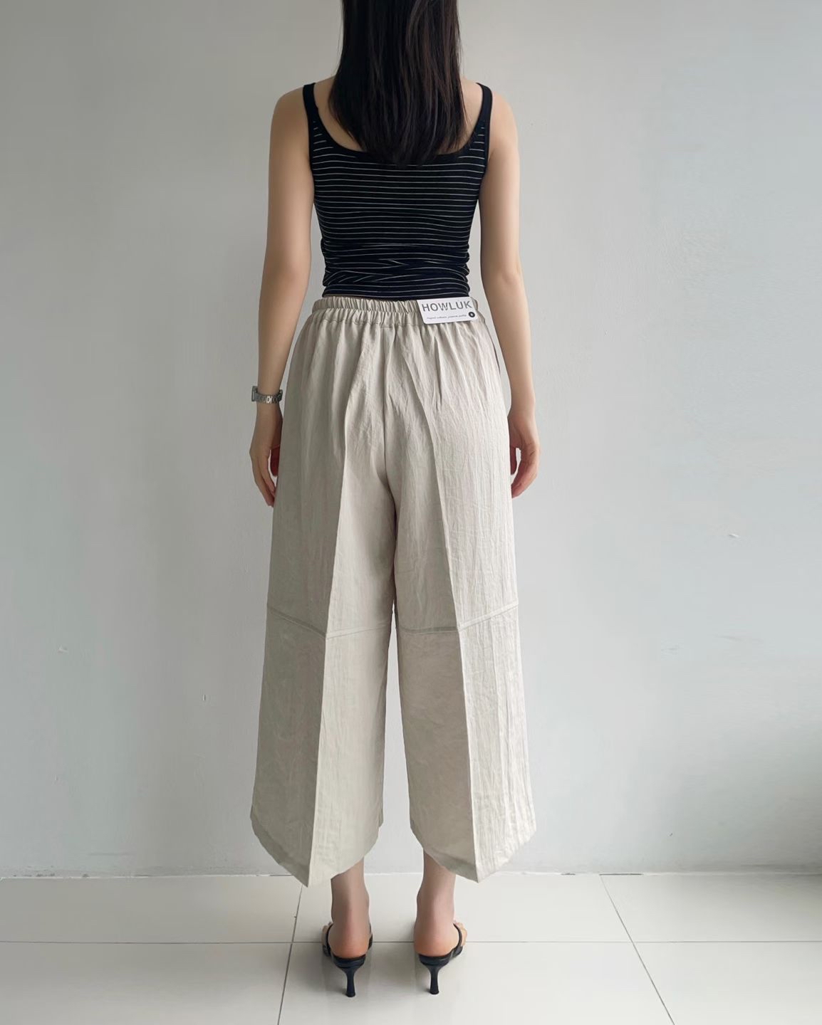 7分棉麻寬松直筒褲