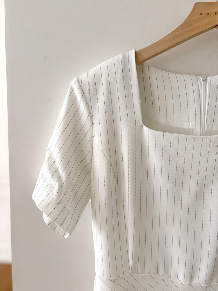 Asymmetric Striped Dress (Grey)