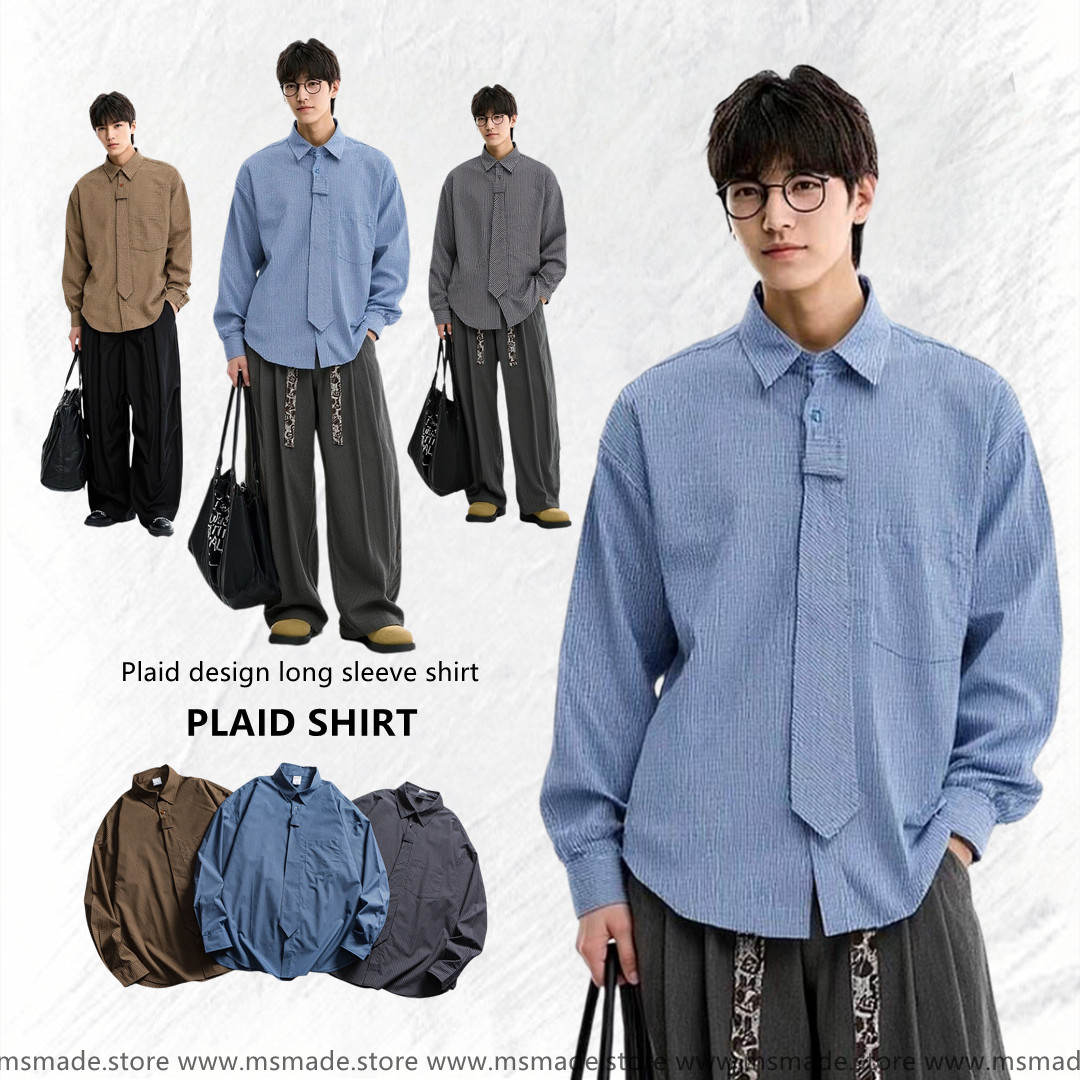 M0425 拆卸領带拼接襯衫