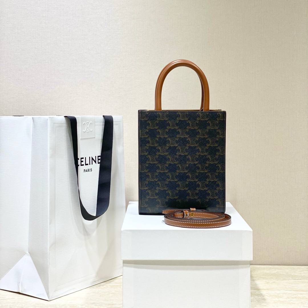 🔥大货实拍图 𝗖𝗘𝗟𝗜𝗡𝗘 ♥ 𝗧𝗥𝗜𝗢𝗠𝗣𝗛𝗘 𝗖𝗔𝗕𝗔𝗦 𝗧𝗢𝗧𝗘 今年新出的白老花真的击中我💘这是什么温柔美貌的配色啊啊啊！老花也可以满满的清新春夏感🏝 型号：194372 尺寸：17*21*4cm