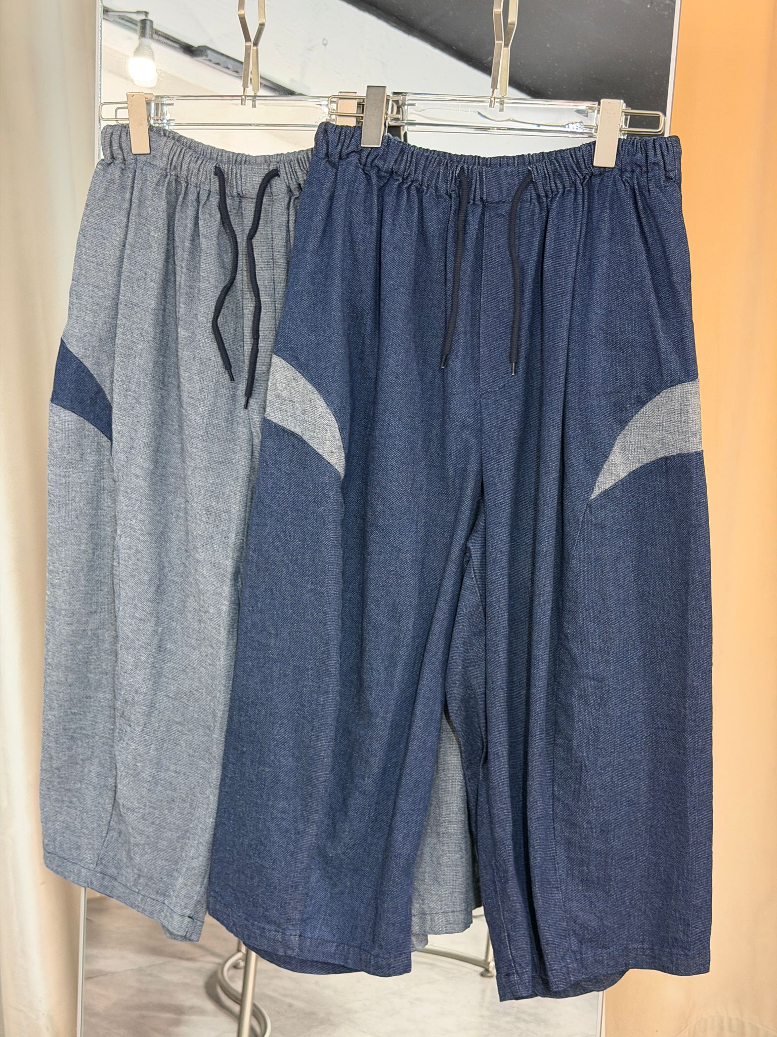 撞色拼接寬鬆休閒褲