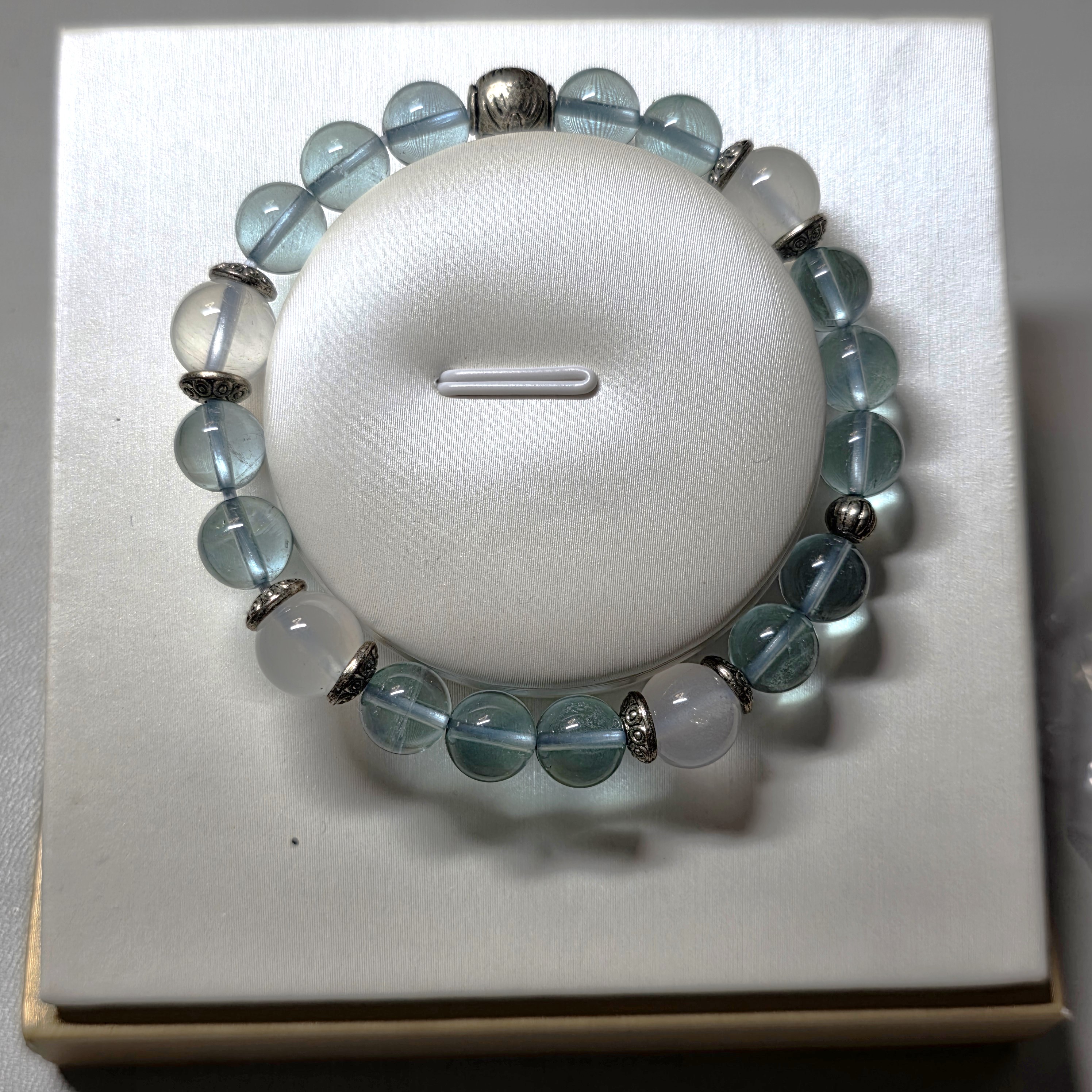 月亮石綠盈石藏銀手鏈