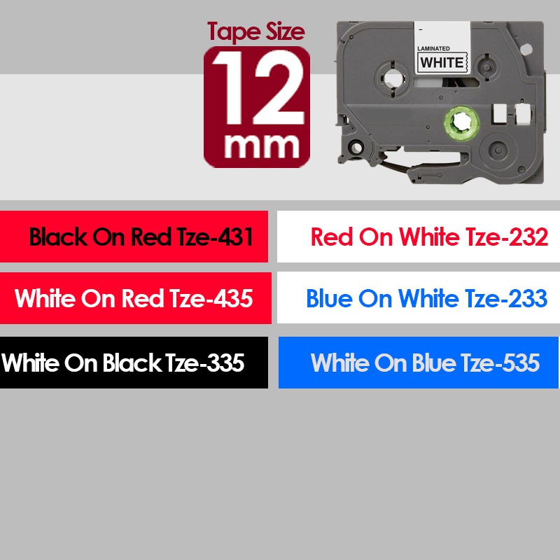 12mm Tze-231 131 631 compatible label tape Label Printer PT-H110 D210 D450 D600 P700 E110VP E300VP P300BT P710 Sticker