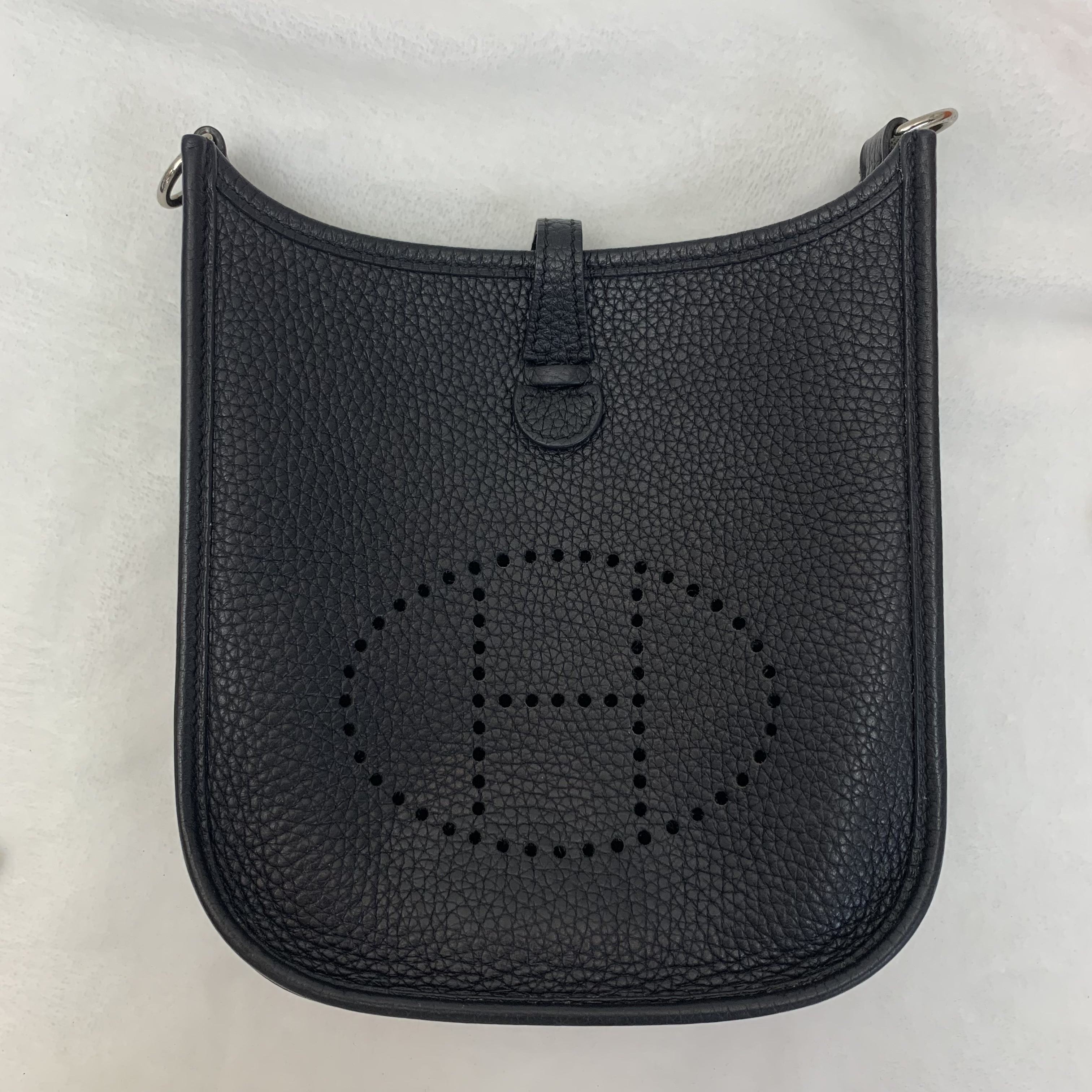 Hermes Mini Evelyne 黑色銀扣TC皮