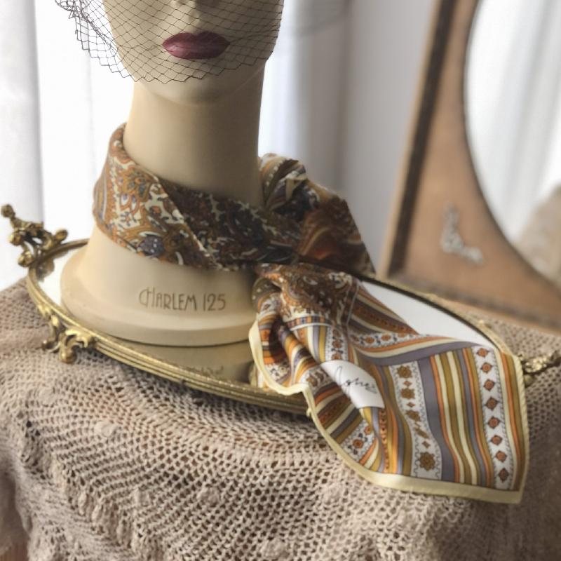 C.a. 1970s Paisley Pattern B Agnes du Paris Designer Neck Scarf(MT382)