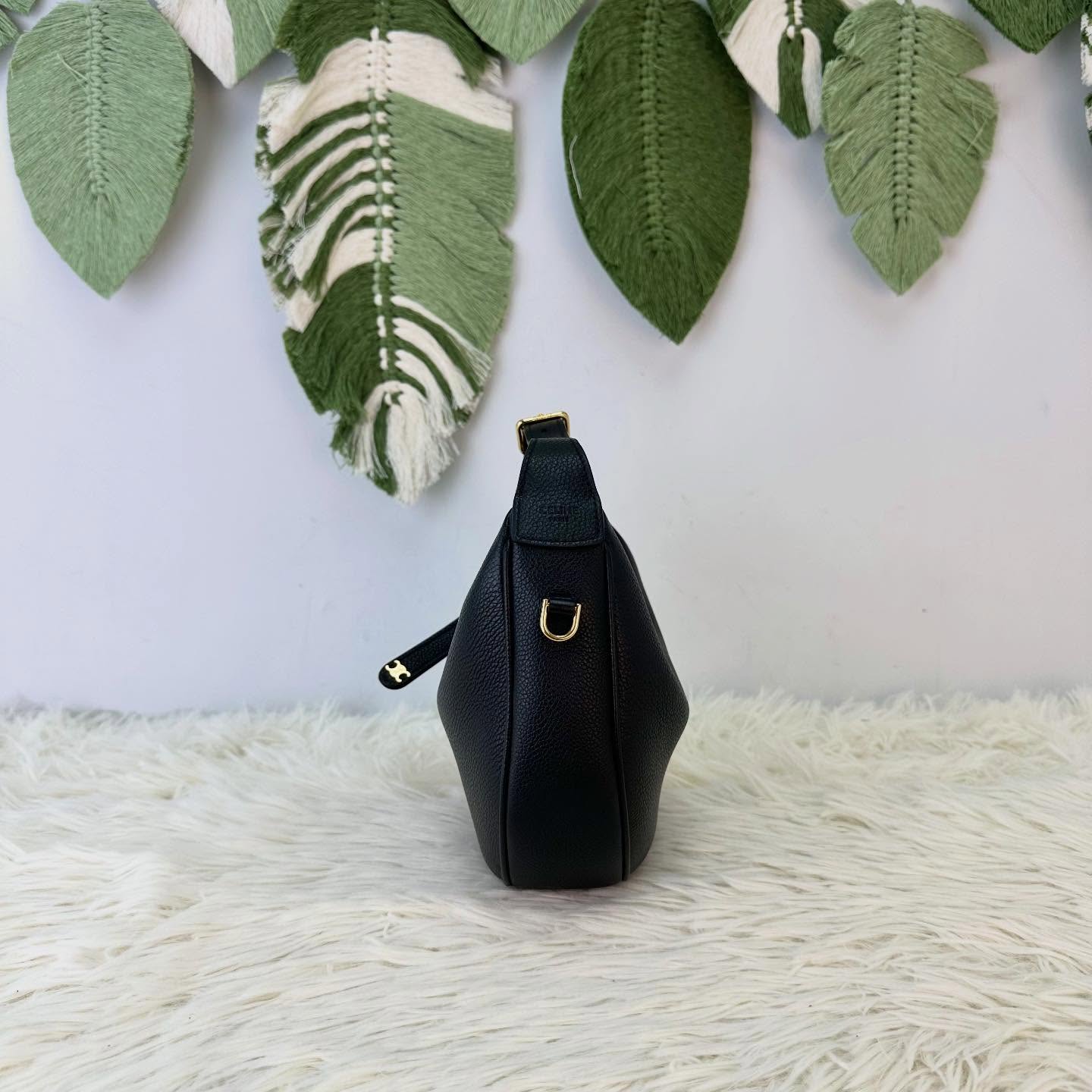 CELINE 🤍PRE OWNED Teen LuLu 黑色真皮金扣 手提單肩斜肩包🖤