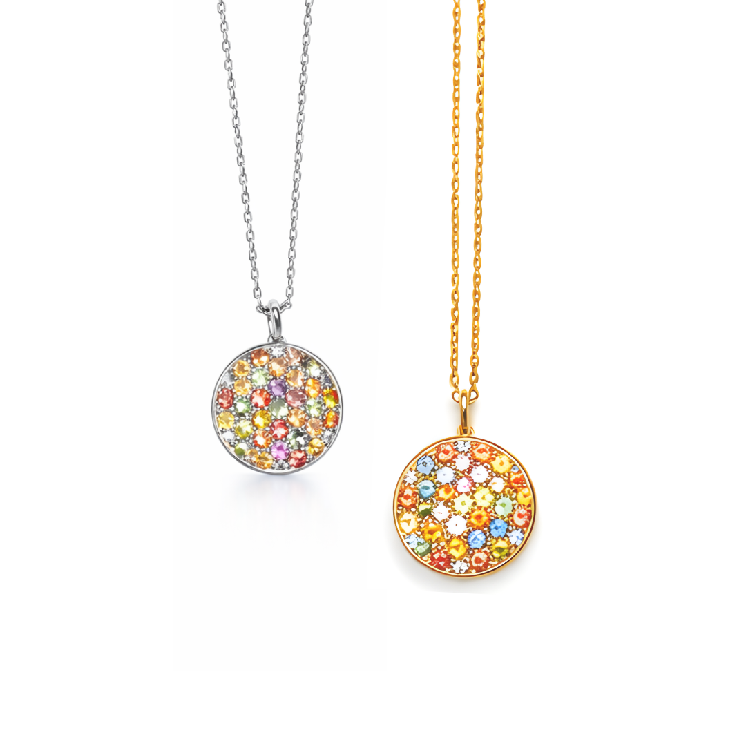 「水龍玄晶・圓盤頸鏈」｜隨身風水法陣｜高訂天然彩色藍寶石系列