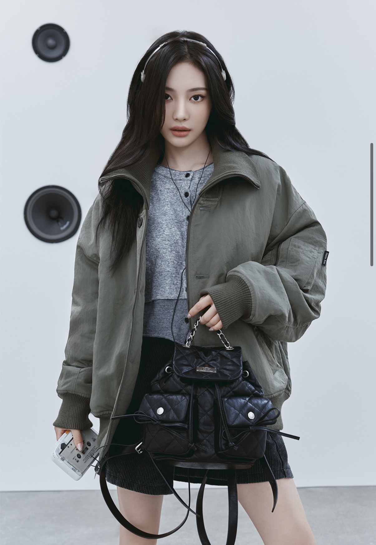 MATIN KIM 特價場 DOUBLE POCKET QUILTING MINI BACKPACK IN BLACK